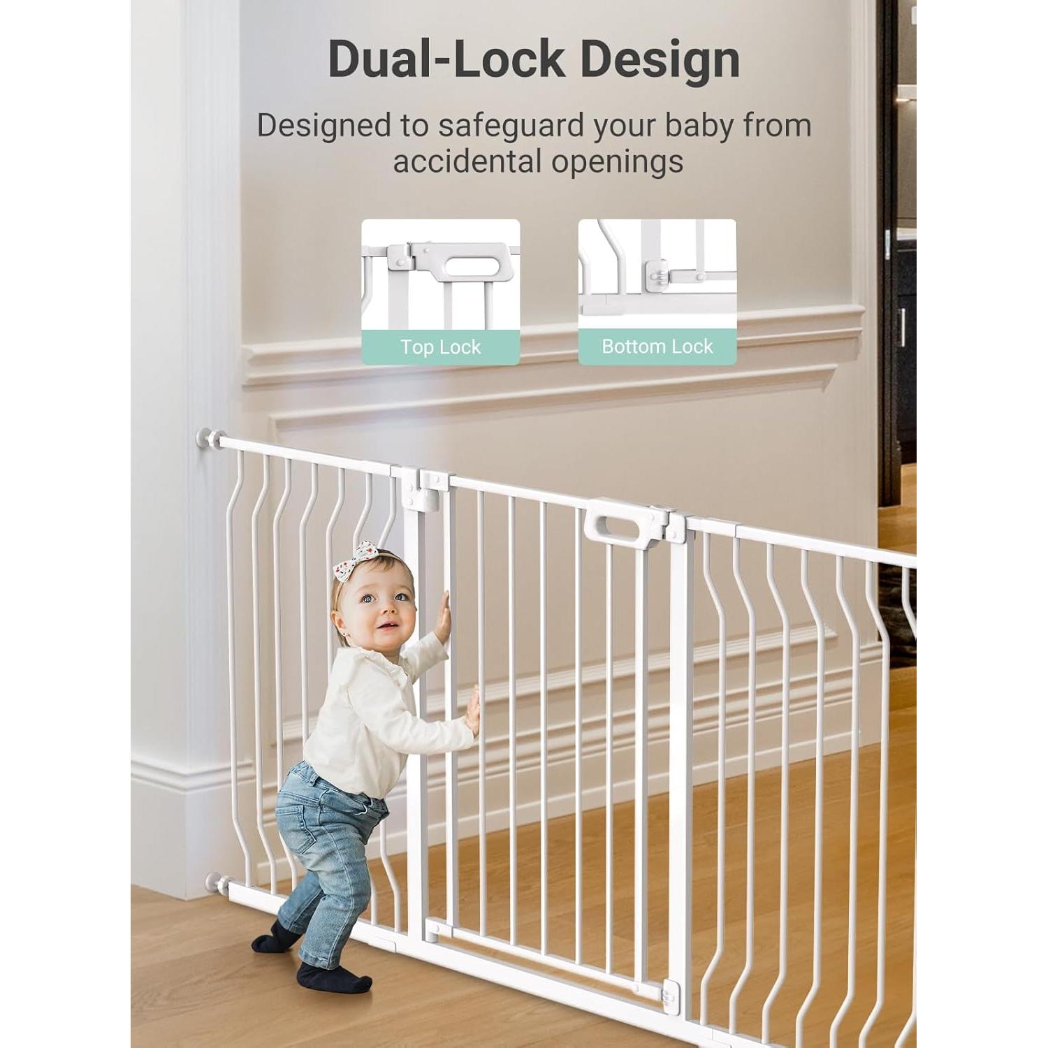 Puerta para Bebés GROWNSY Ajustable 145-157.5 cm Blanca