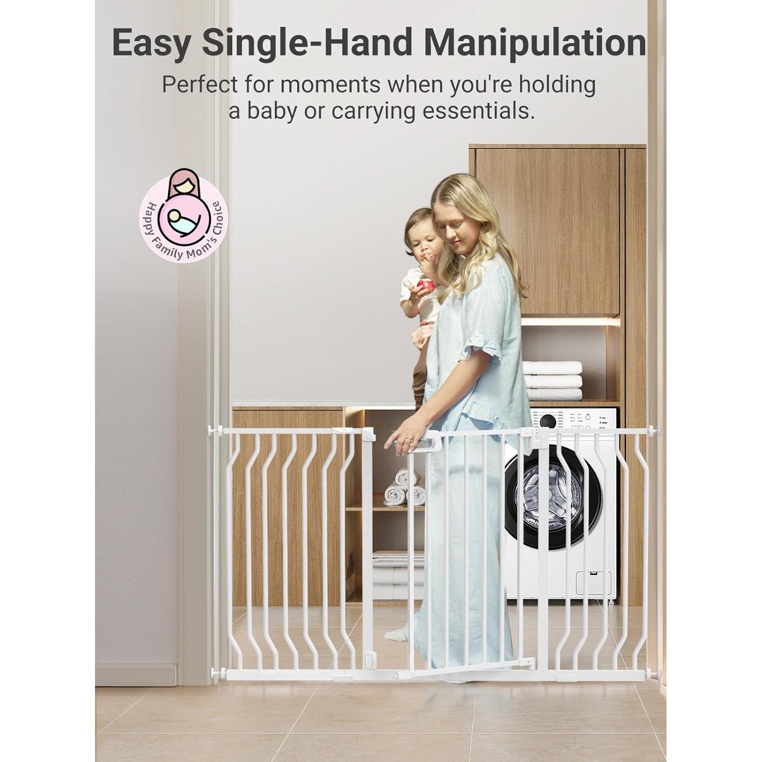 Puerta para Bebés GROWNSY Ajustable 145-157.5 cm Blanca