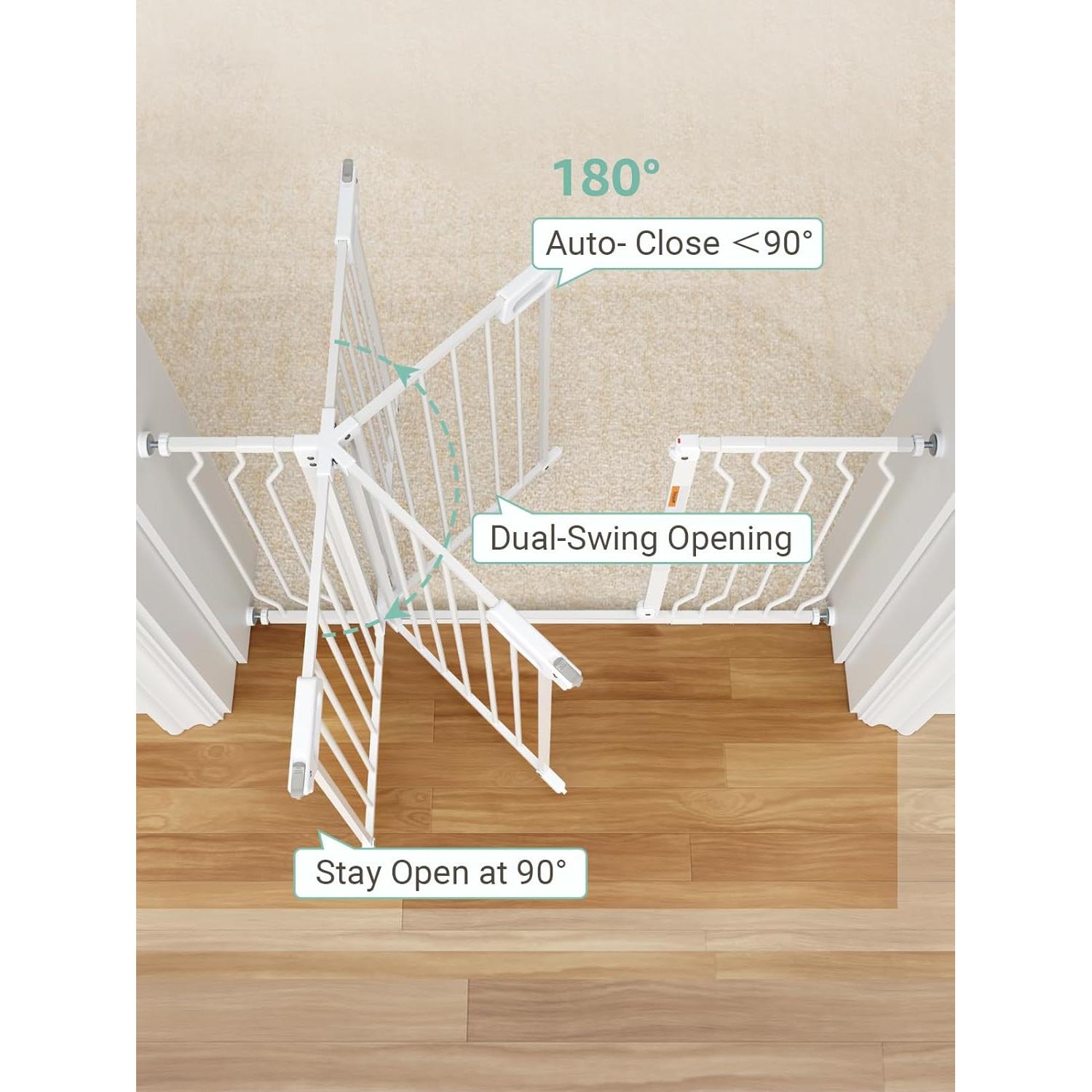 Puerta para Bebés GROWNSY Ajustable 145-157.5 cm Blanca