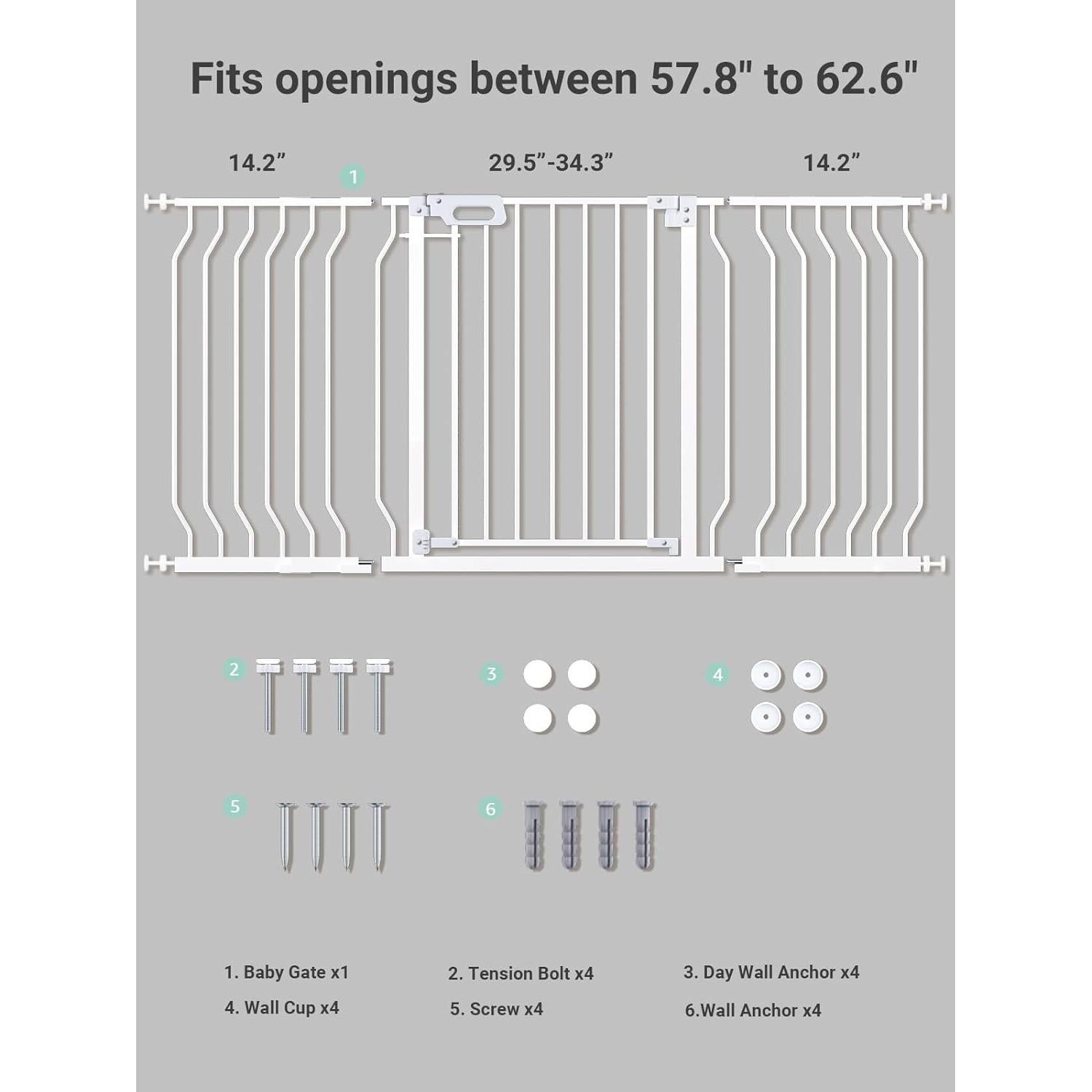 Puerta para Bebés GROWNSY Ajustable 145-157.5 cm Blanca