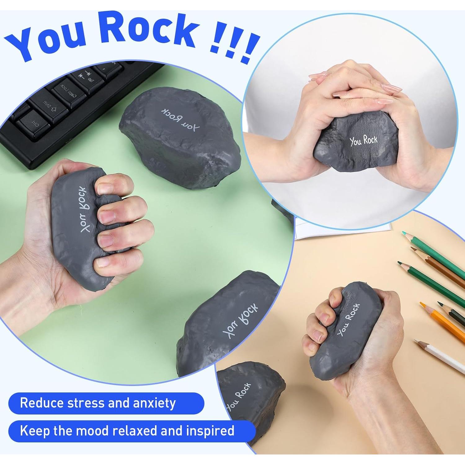 Pelotas Antiestrés Gemscream 5 Pcs Roca Motivacional 10.5 cm