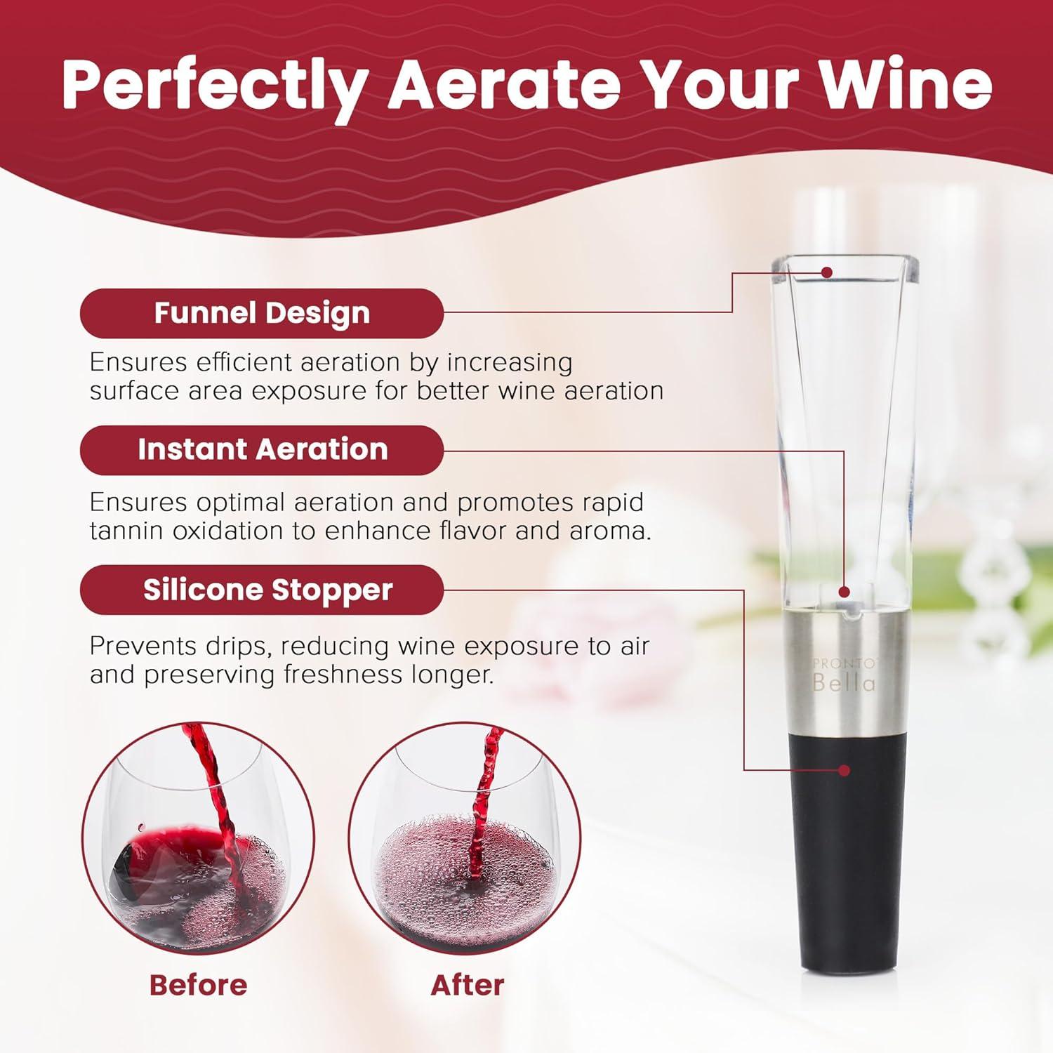 Aerador de Vino Pronto Bella con Tallo de Botella - Sin Goteo