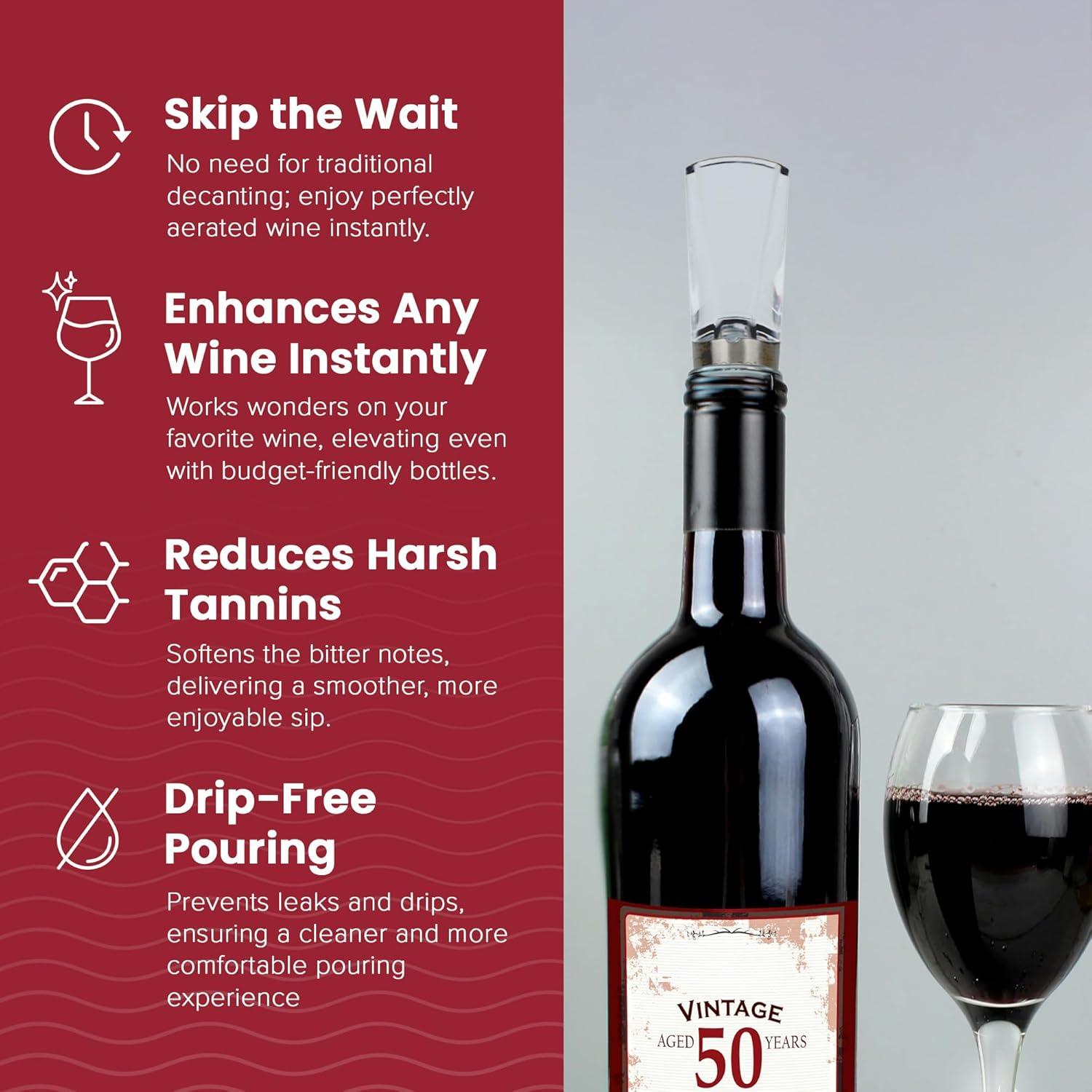 Aerador de Vino Pronto Bella con Tallo de Botella - Sin Goteo