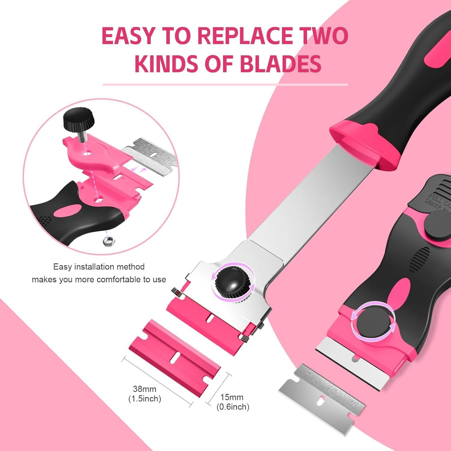 Juego de 3 Raspadores de Cuchillas Ywmoml con 60 Cuchillas