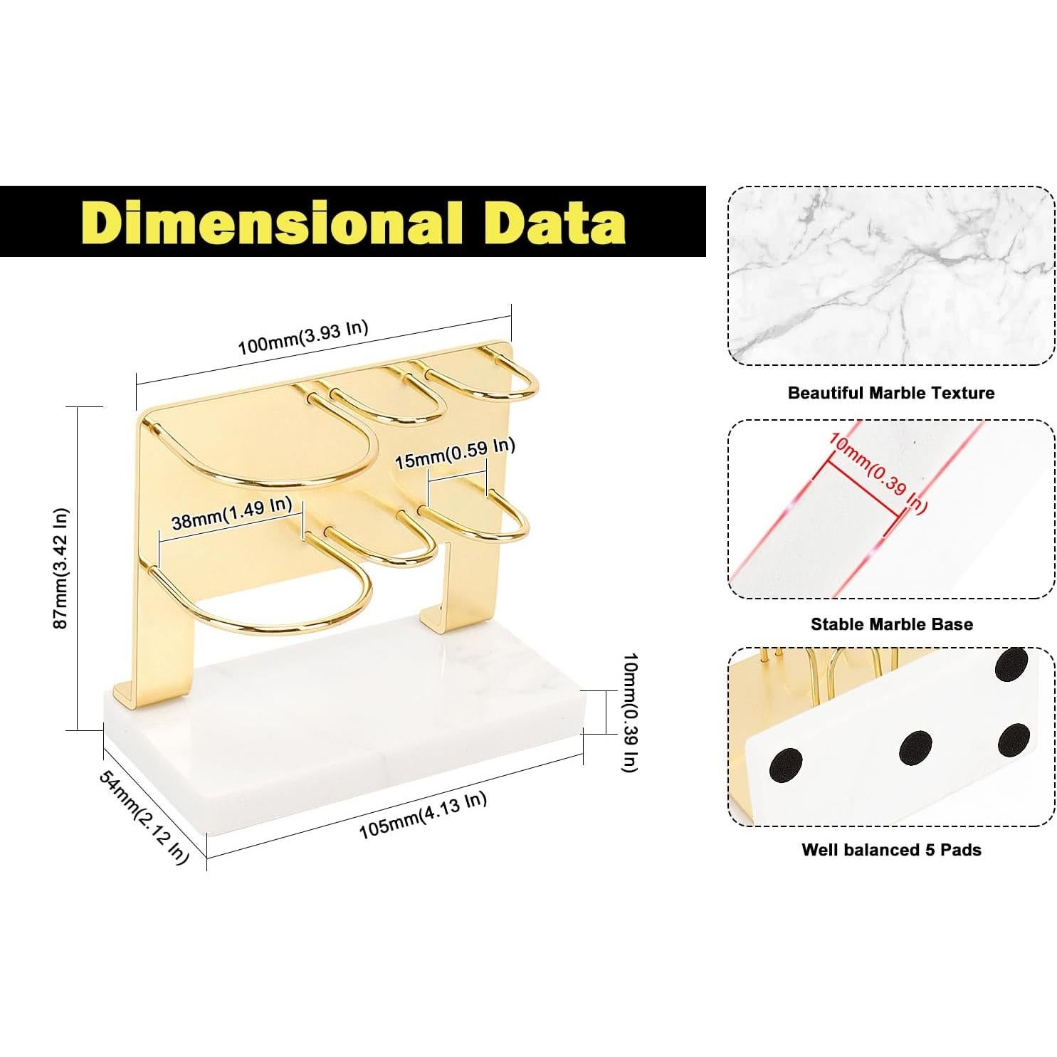 Soporte para Cepillos de Dientes Winmien Dorado con Base de Mármol
