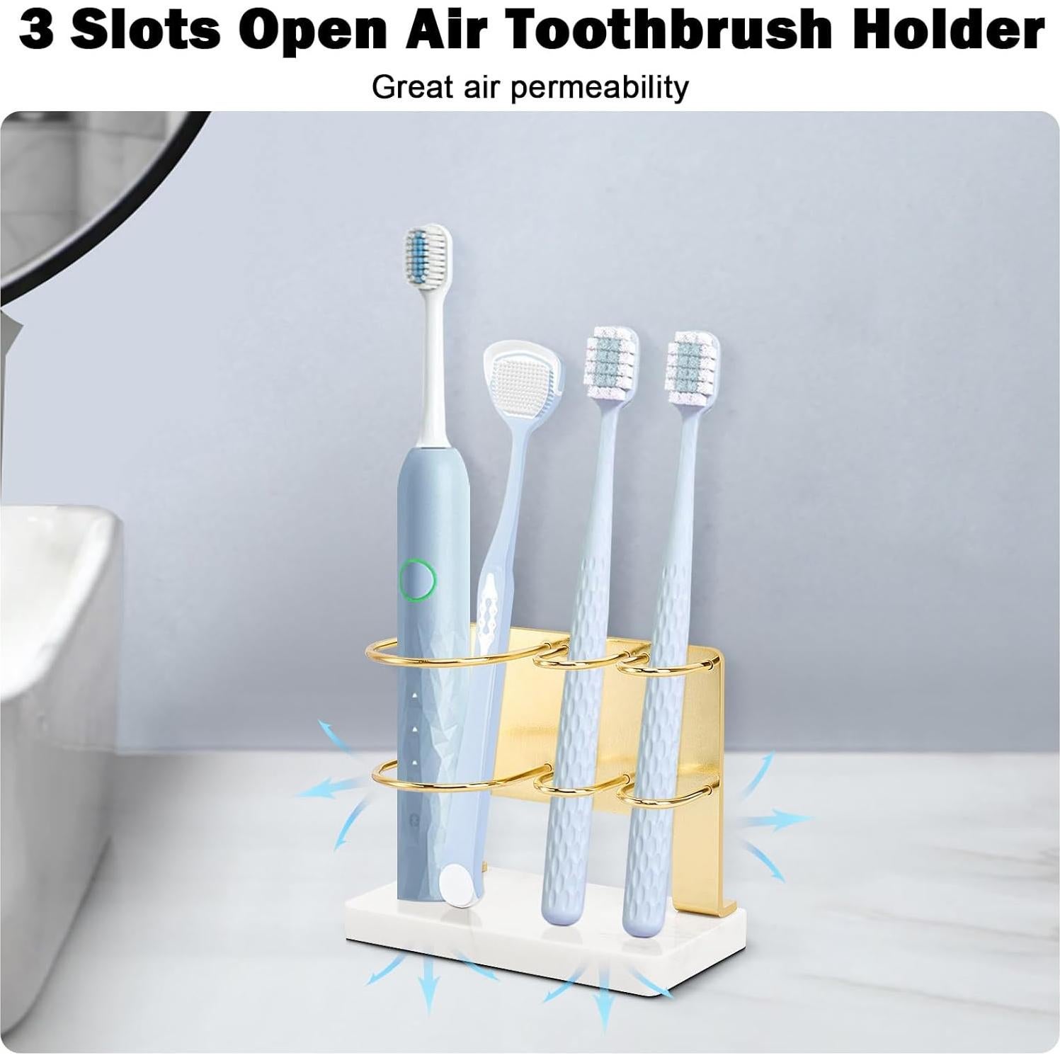 Soporte para Cepillos de Dientes Winmien Dorado con Base de Mármol