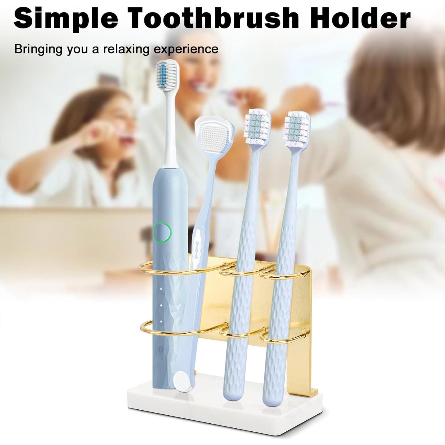 Soporte para Cepillos de Dientes Winmien Dorado con Base de Mármol