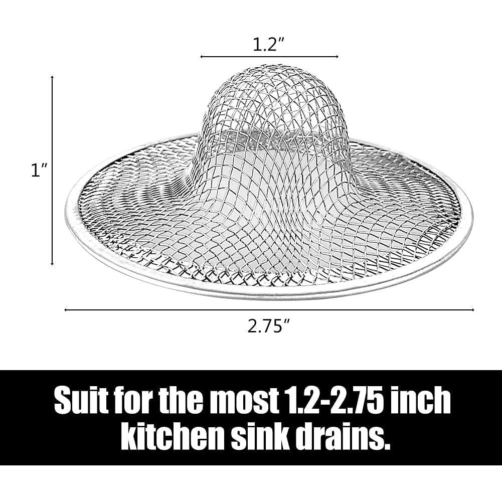 10pcs Mesh Sink Strainer, 2.75" Top/1" Stainless Steel Slop Basket Filter Trap, Metal Kitchen Drain Strainer, Hair Basket Drain - Fits Most Kitchen Sinks, Bathroom Sinks,Shower Drains,Floor Drain