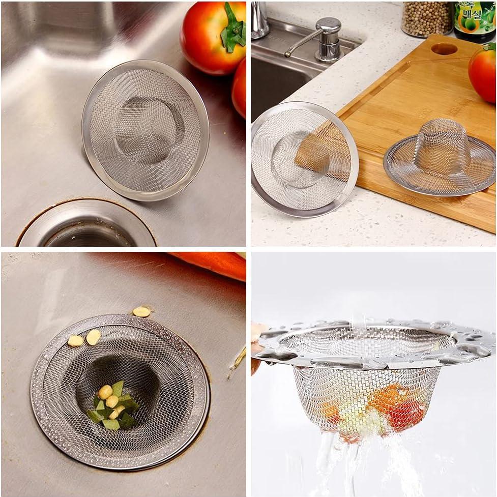 10pcs Mesh Sink Strainer, 2.75" Top/1" Stainless Steel Slop Basket Filter Trap, Metal Kitchen Drain Strainer, Hair Basket Drain - Fits Most Kitchen Sinks, Bathroom Sinks,Shower Drains,Floor Drain