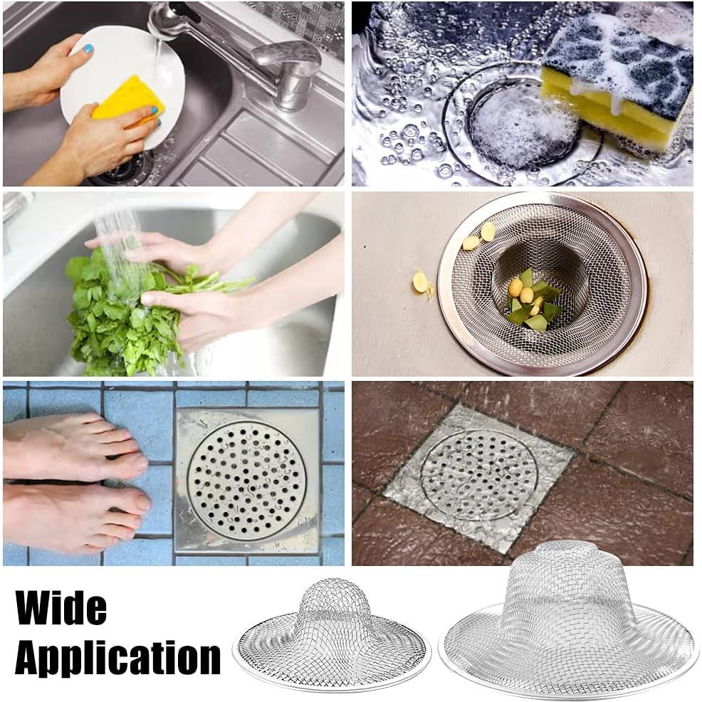 10pcs Mesh Sink Strainer, 2.75" Top/1" Stainless Steel Slop Basket Filter Trap, Metal Kitchen Drain Strainer, Hair Basket Drain - Fits Most Kitchen Sinks, Bathroom Sinks,Shower Drains,Floor Drain