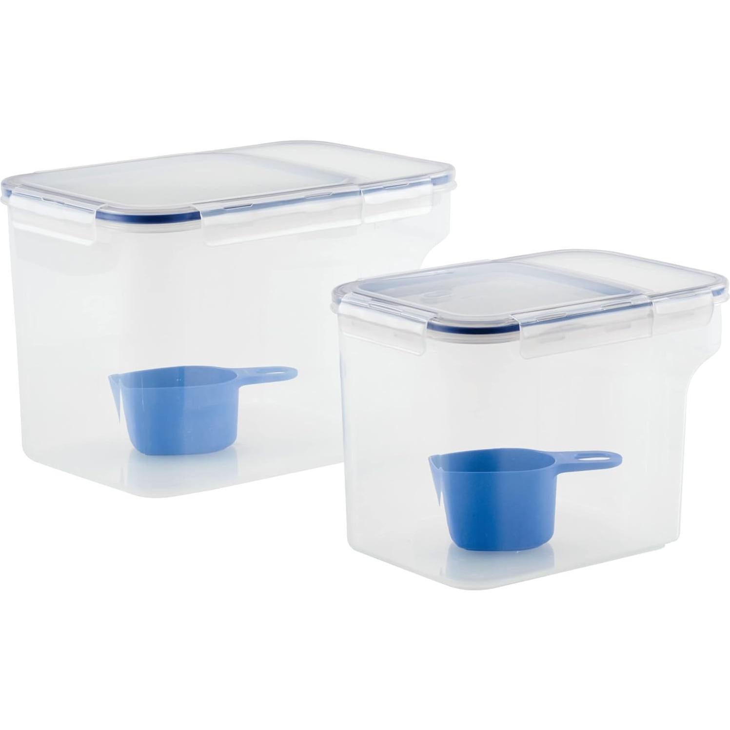 LocknLock Easy Essentials Container and Scoop Food Storage Bin Set, BPA-Free/Dishwasher Safe, 4 Piece, Clear
