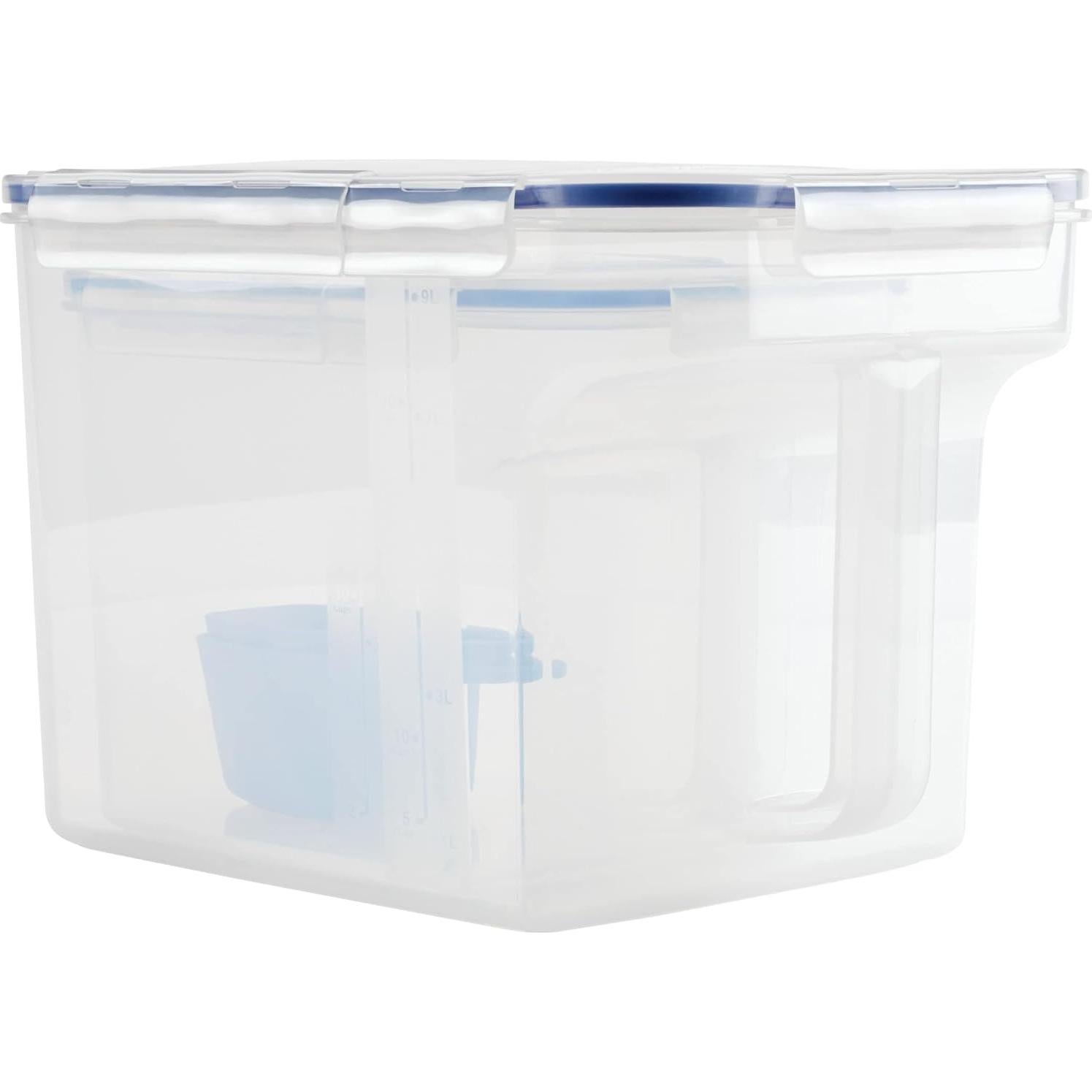 LocknLock Easy Essentials Container and Scoop Food Storage Bin Set, BPA-Free/Dishwasher Safe, 4 Piece, Clear