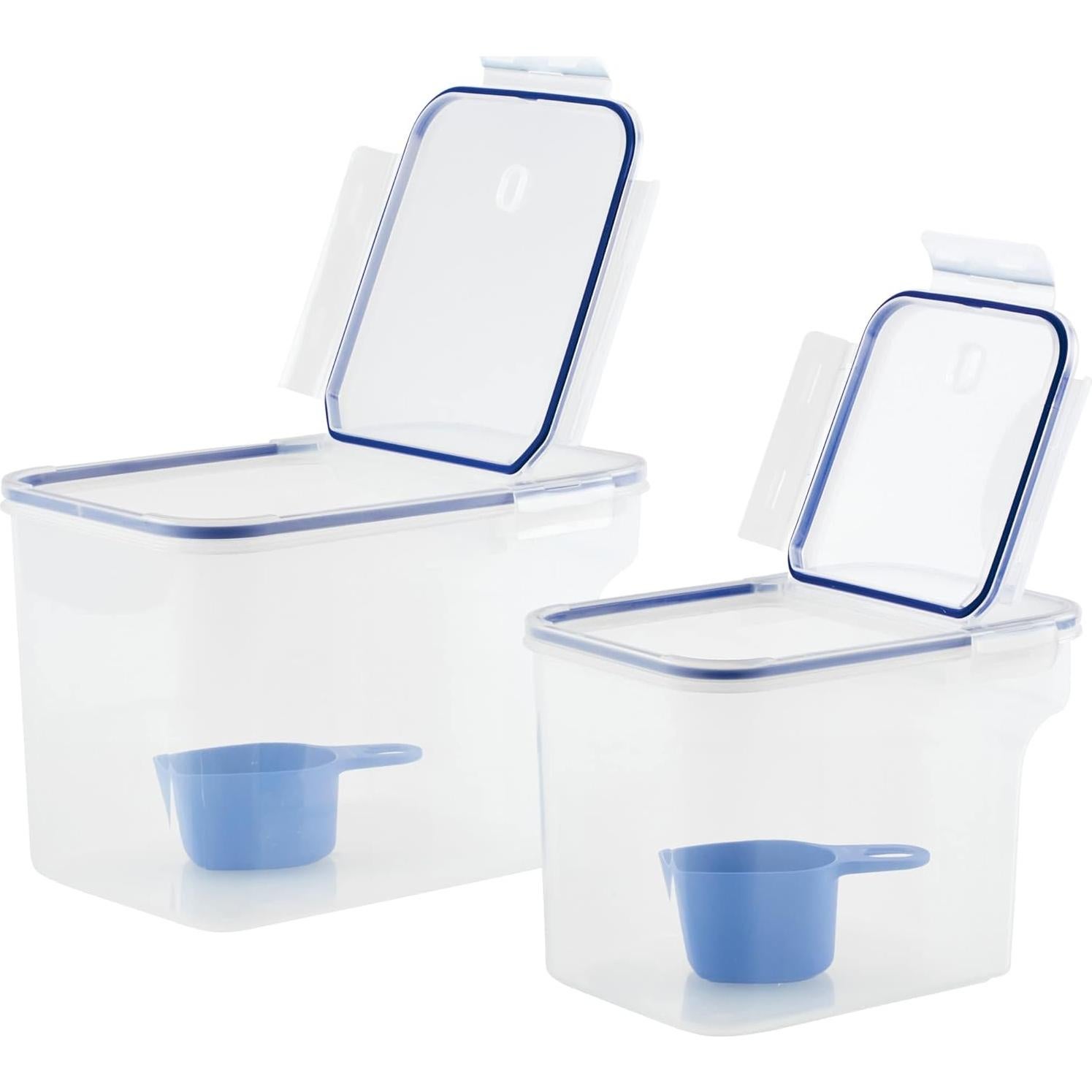 LocknLock Easy Essentials Container and Scoop Food Storage Bin Set, BPA-Free/Dishwasher Safe, 4 Piece, Clear