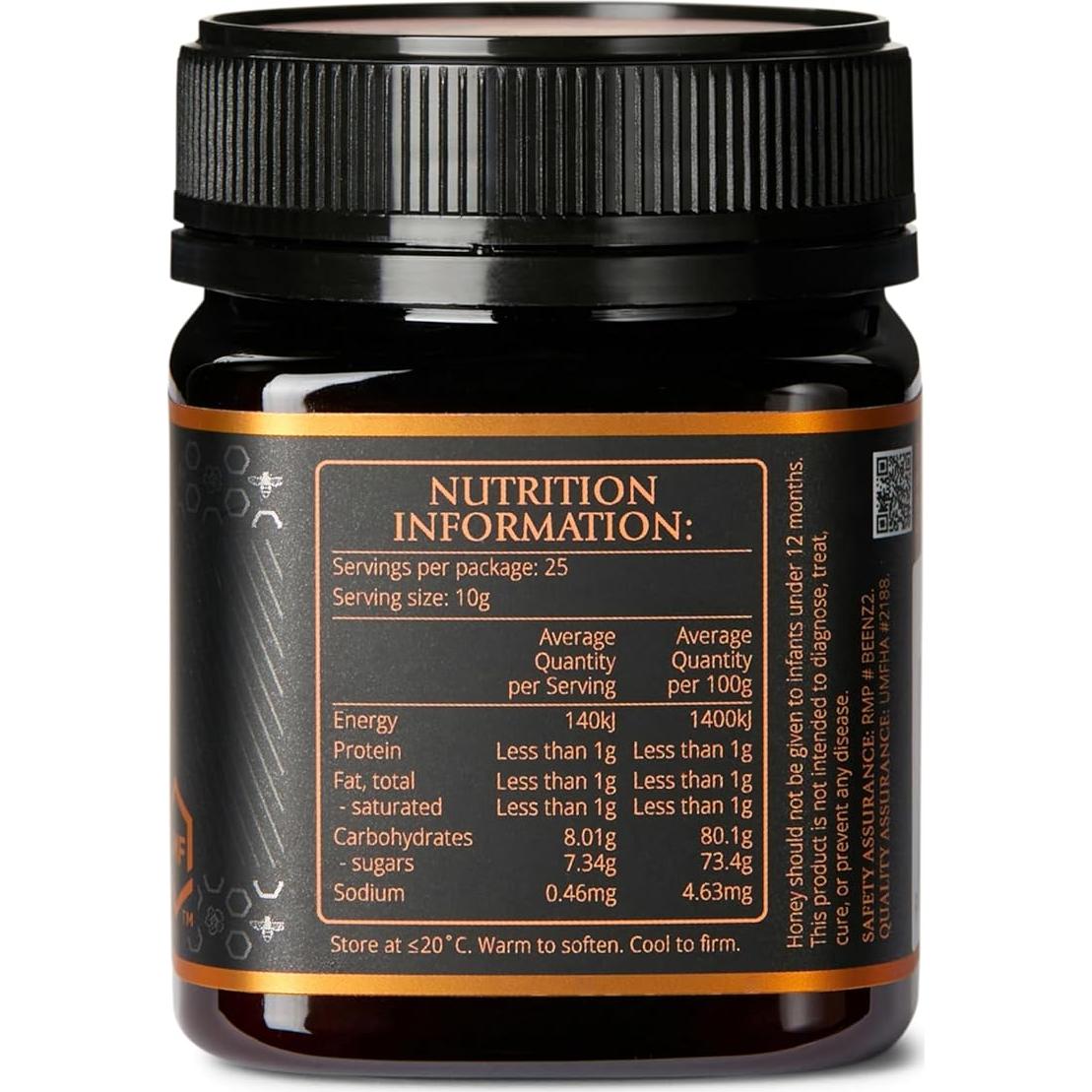 Miel Mānuka Cruda BeeNZ UMF 10+ 250g - Pura y Natural