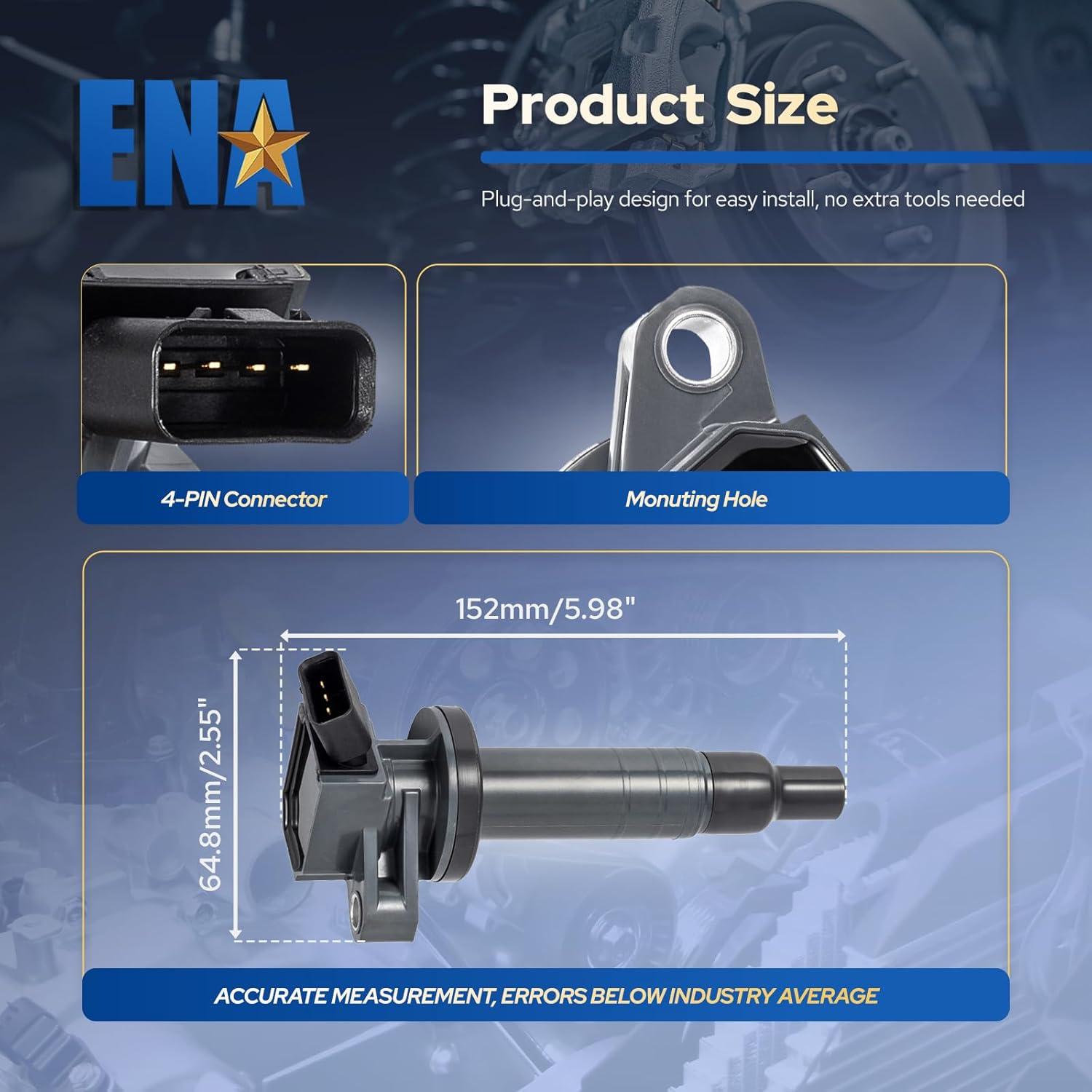 Juego de 4 Bobinas de Encendido ENA 1.8L L4 para Toyota y Chevy