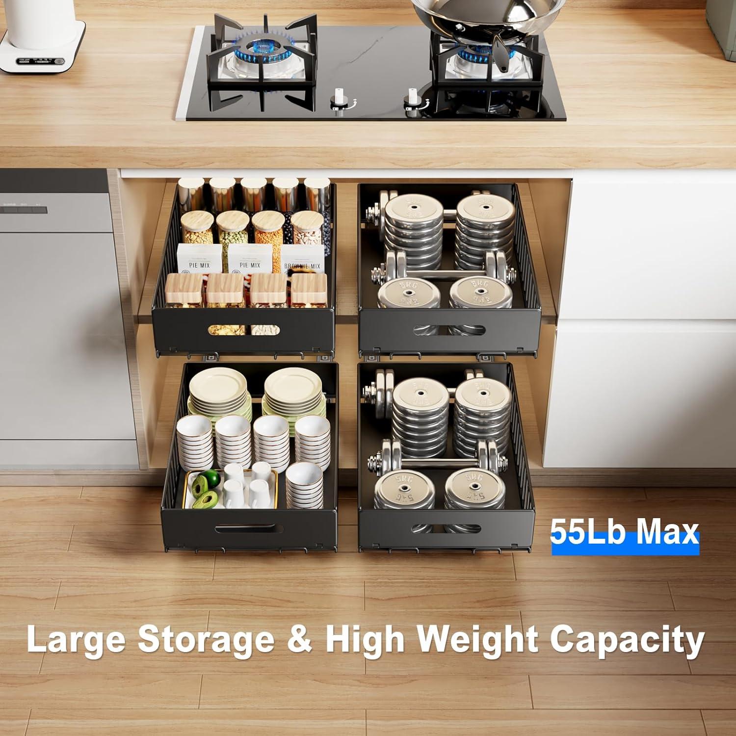 Organizadores de Gabinete Extraíbles Mustorn - 2 Piezas, Acero Negro