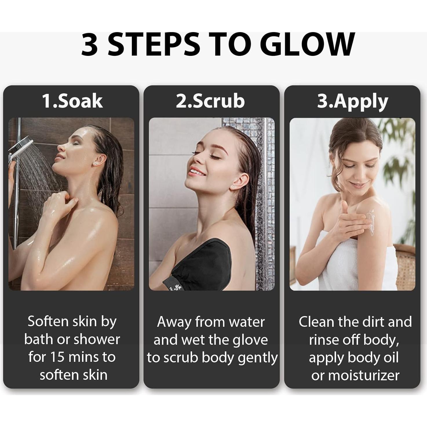 Guantes Exfoliantes Yiclick 2 Pcs para Baño - Negro