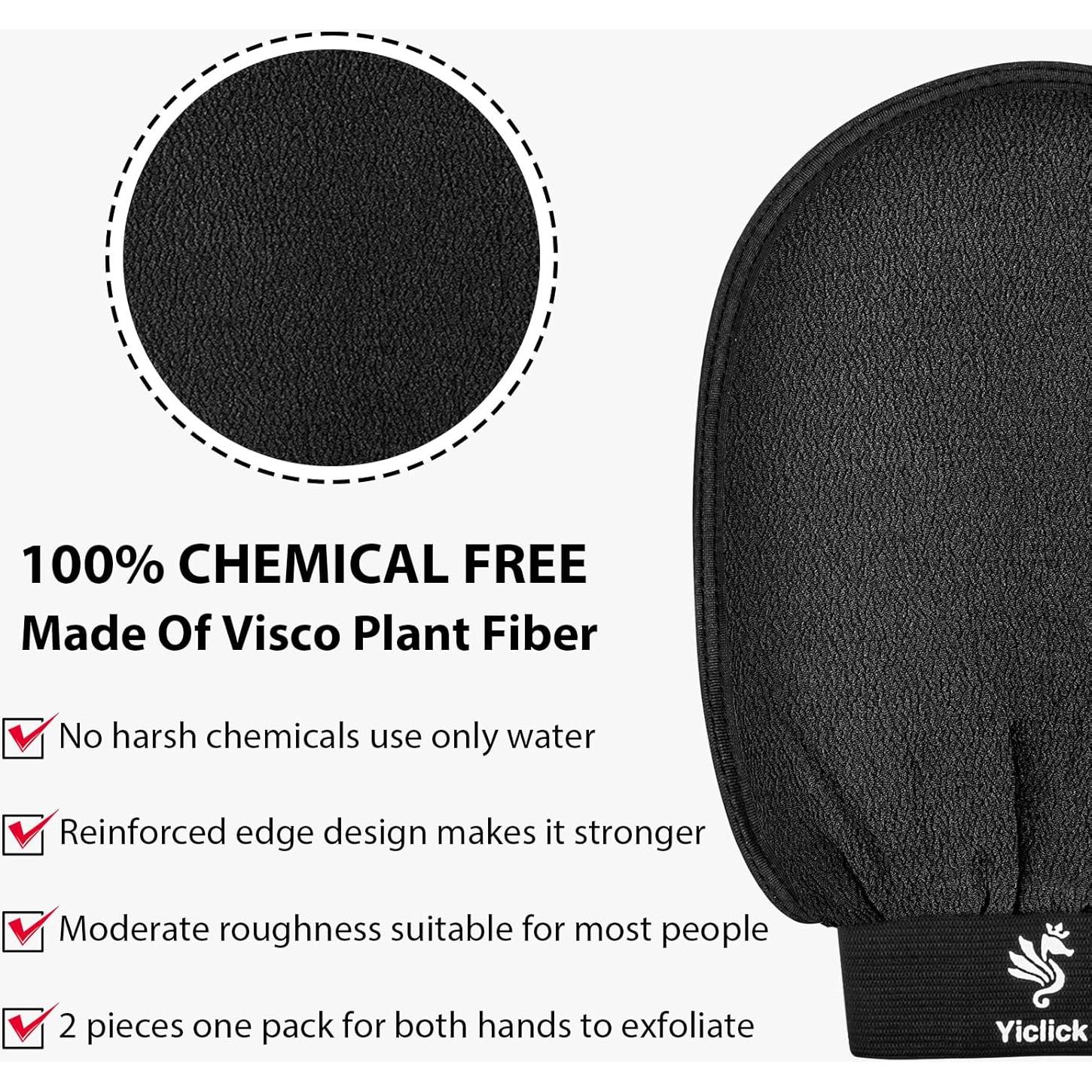 Guantes Exfoliantes Yiclick 2 Pcs para Baño - Negro