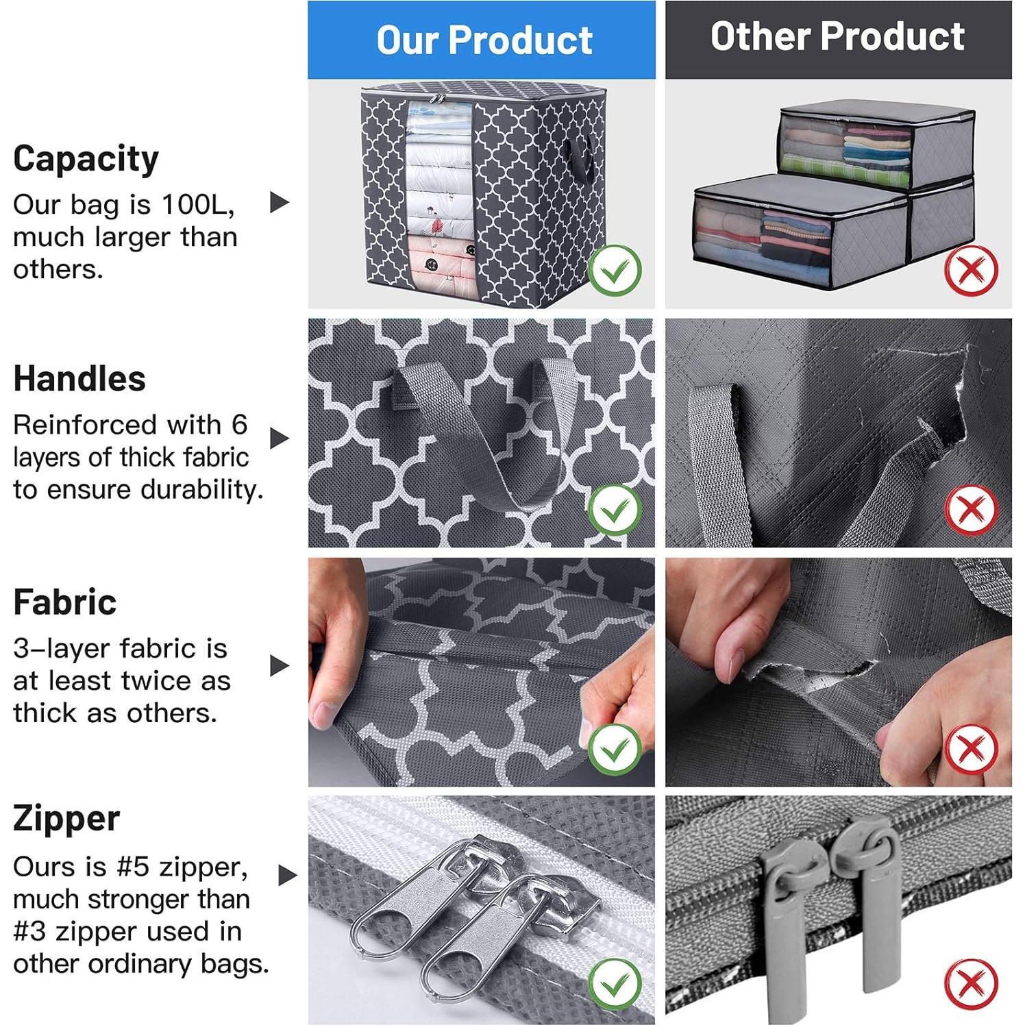 Bolsas de Almacenamiento WISELIFE 2x100L Gris Organizador