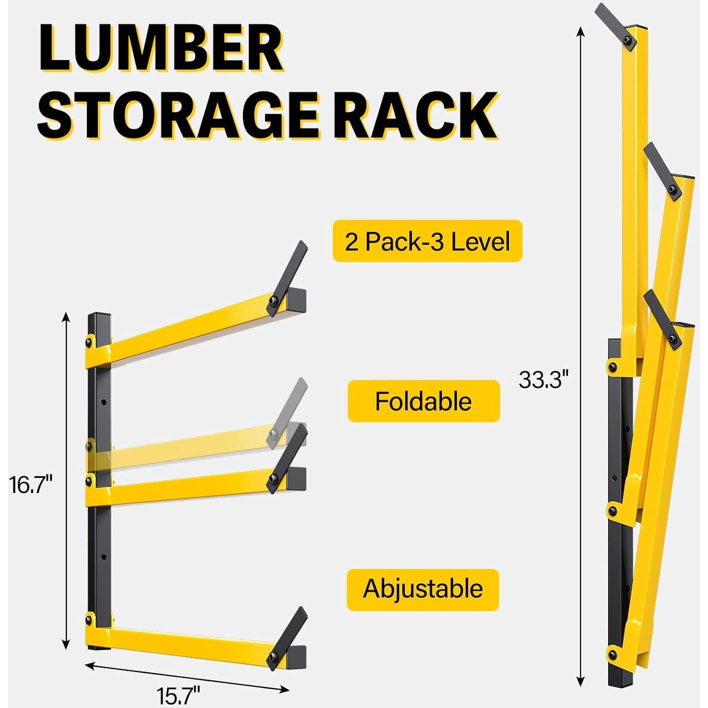 Estante de Madera GREENER Plegable 3 Niveles 2 Pares Amarillo