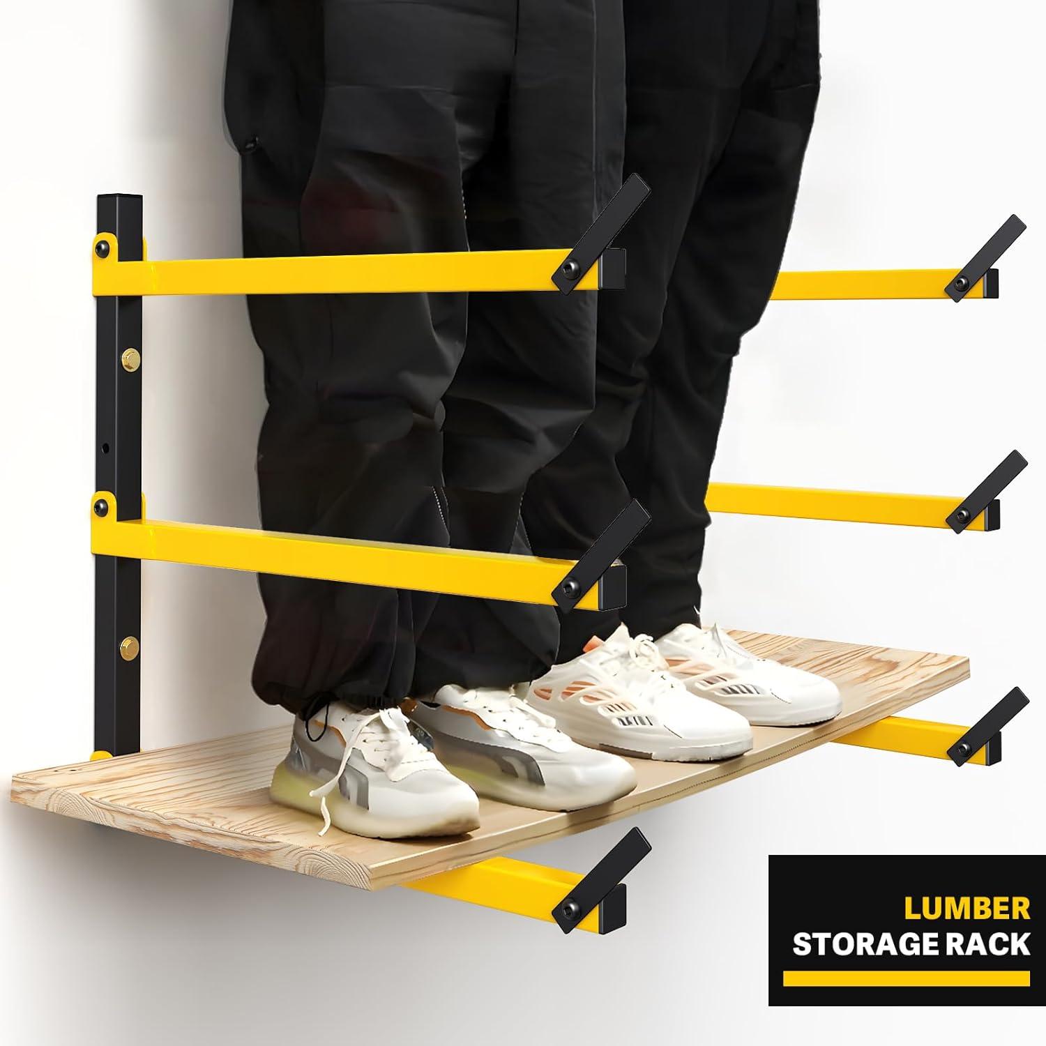 Estante de Madera GREENER Plegable 3 Niveles 2 Pares Amarillo