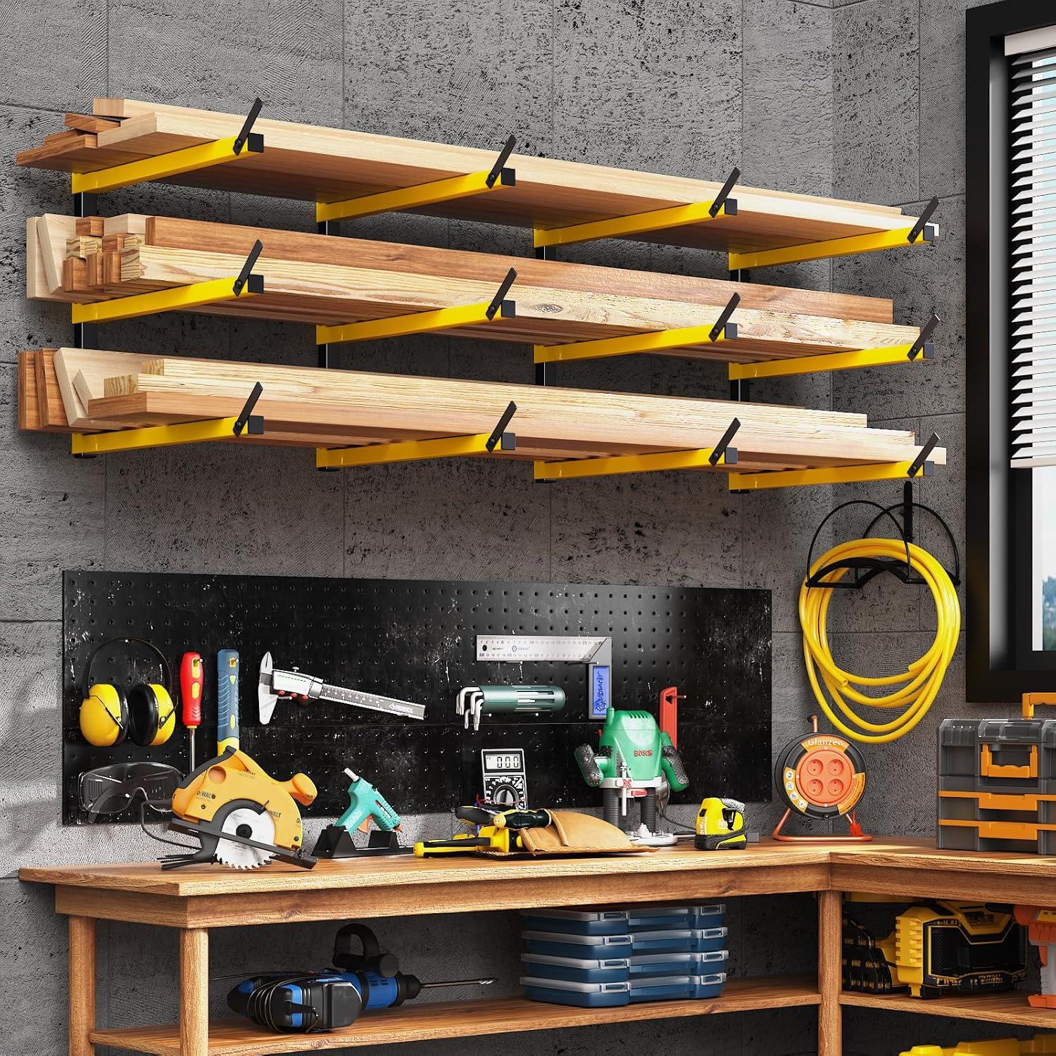 Estante de Madera GREENER Plegable 3 Niveles 2 Pares Amarillo