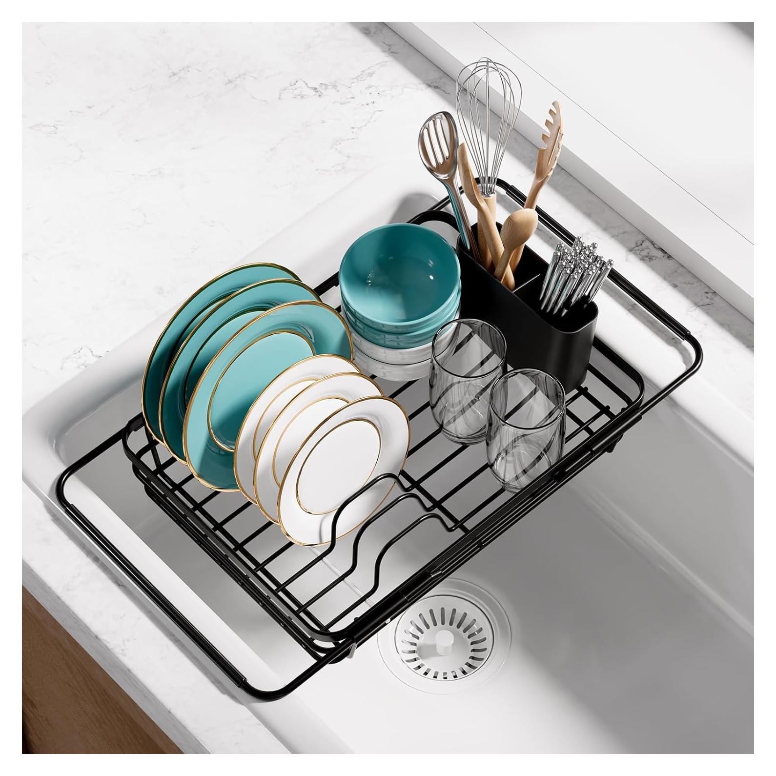 Escurridor de Platos Expandible Sakugi Acero Inoxidable Negro 38.6x25.4cm