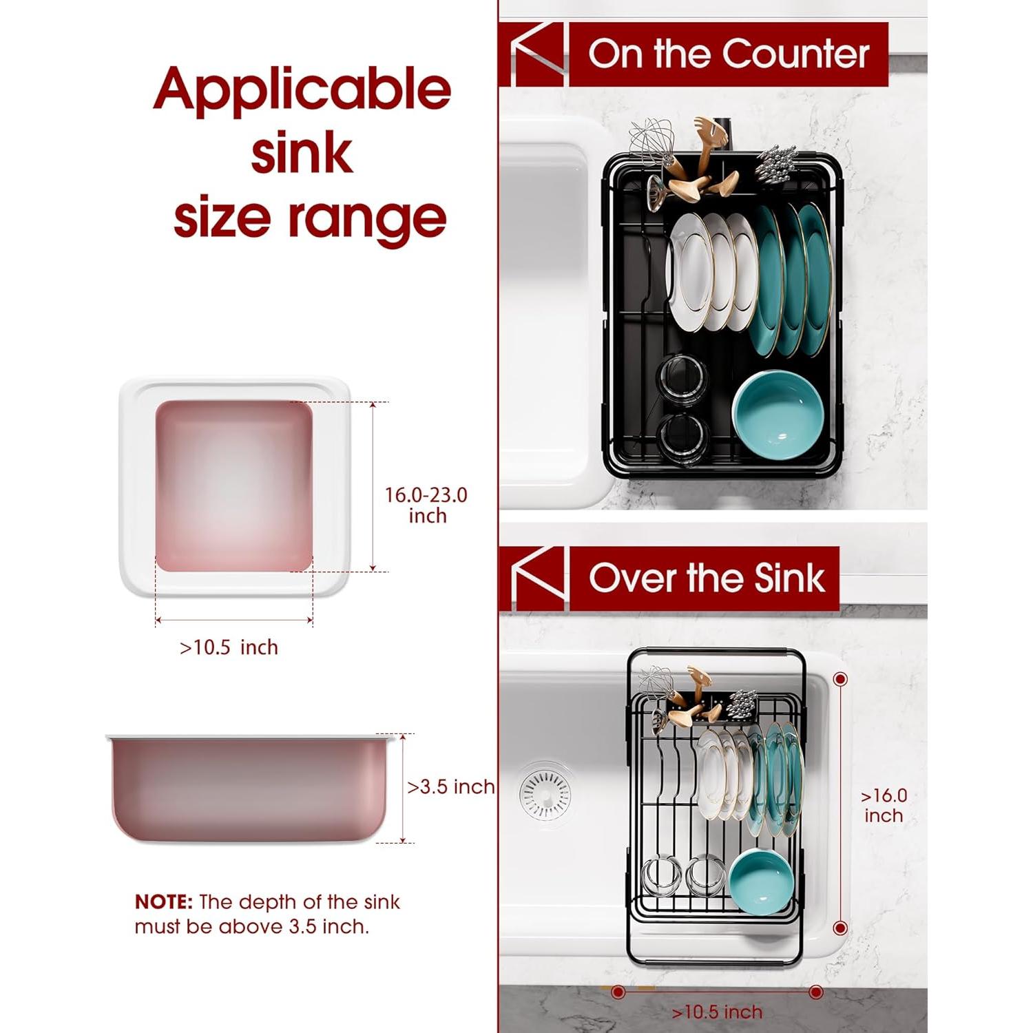 Escurridor de Platos Expandible Sakugi Acero Inoxidable Negro 38.6x25.4cm