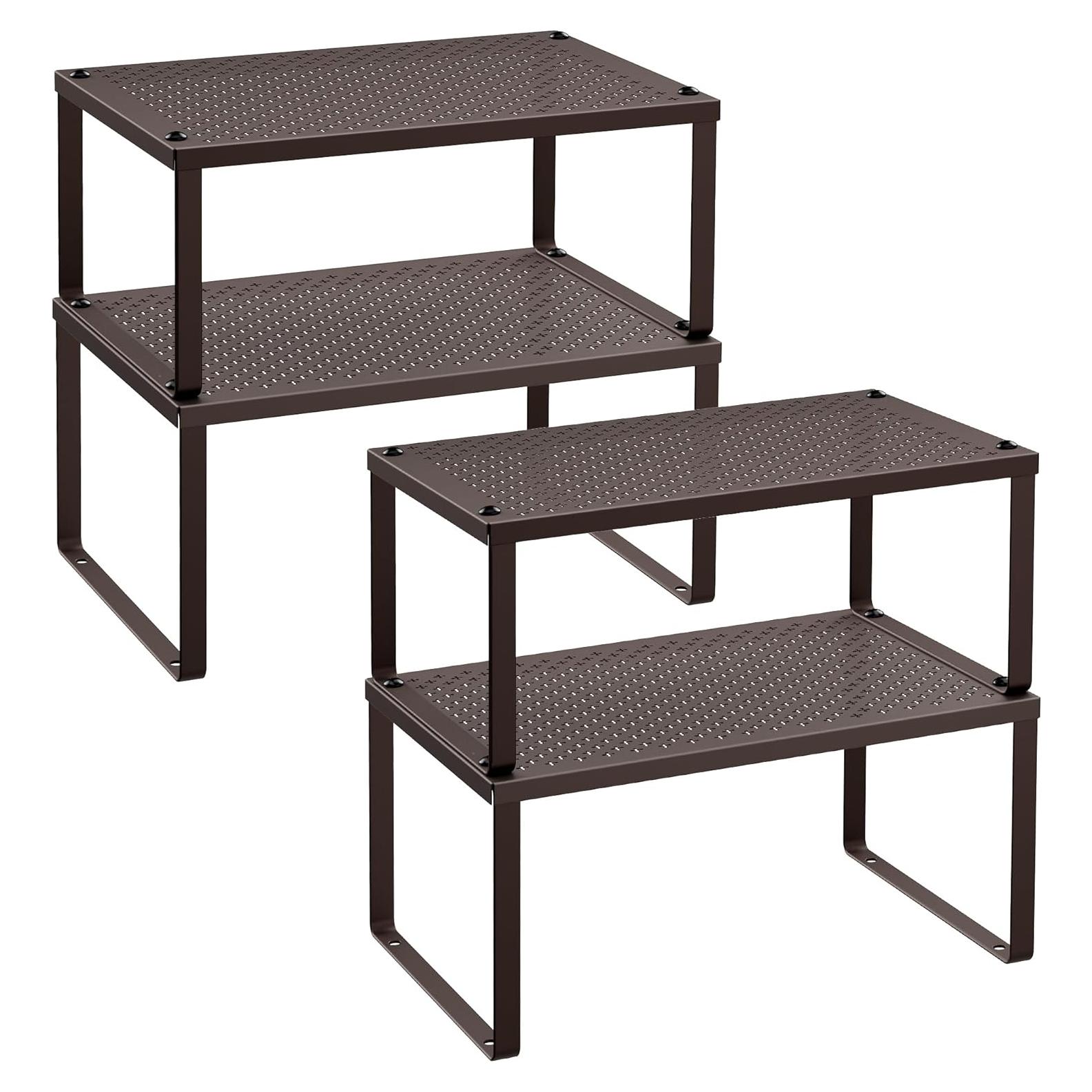 Estantes de Especias SONGMICS, Juego de 4, Metal Marrón, Expandibles