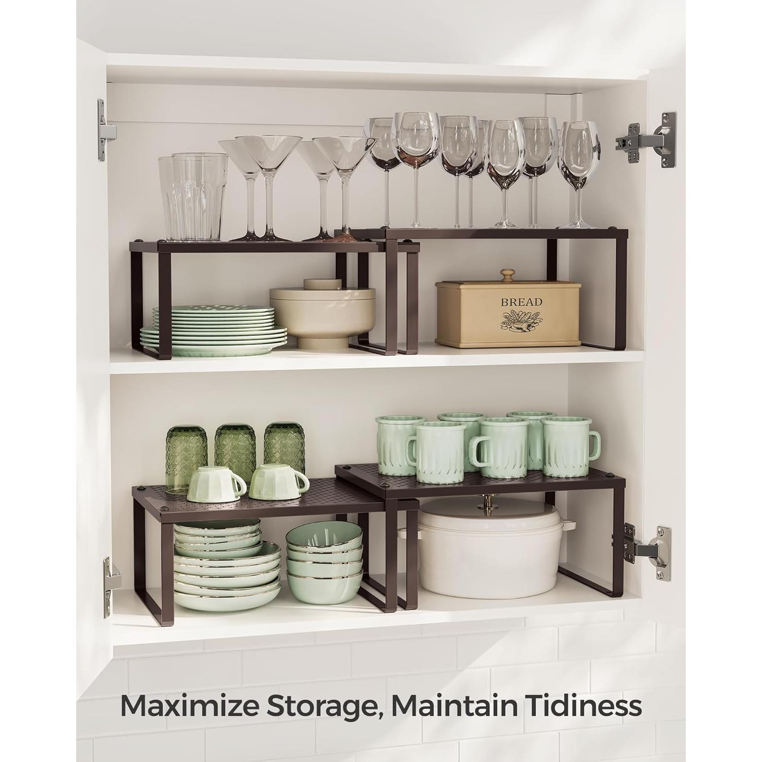 Estantes de Especias SONGMICS, Juego de 4, Metal Marrón, Expandibles