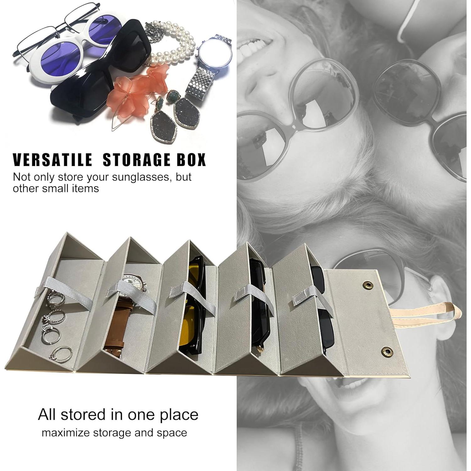 Estuche Organizador de Gafas Longjet 5 Compartimentos Beige