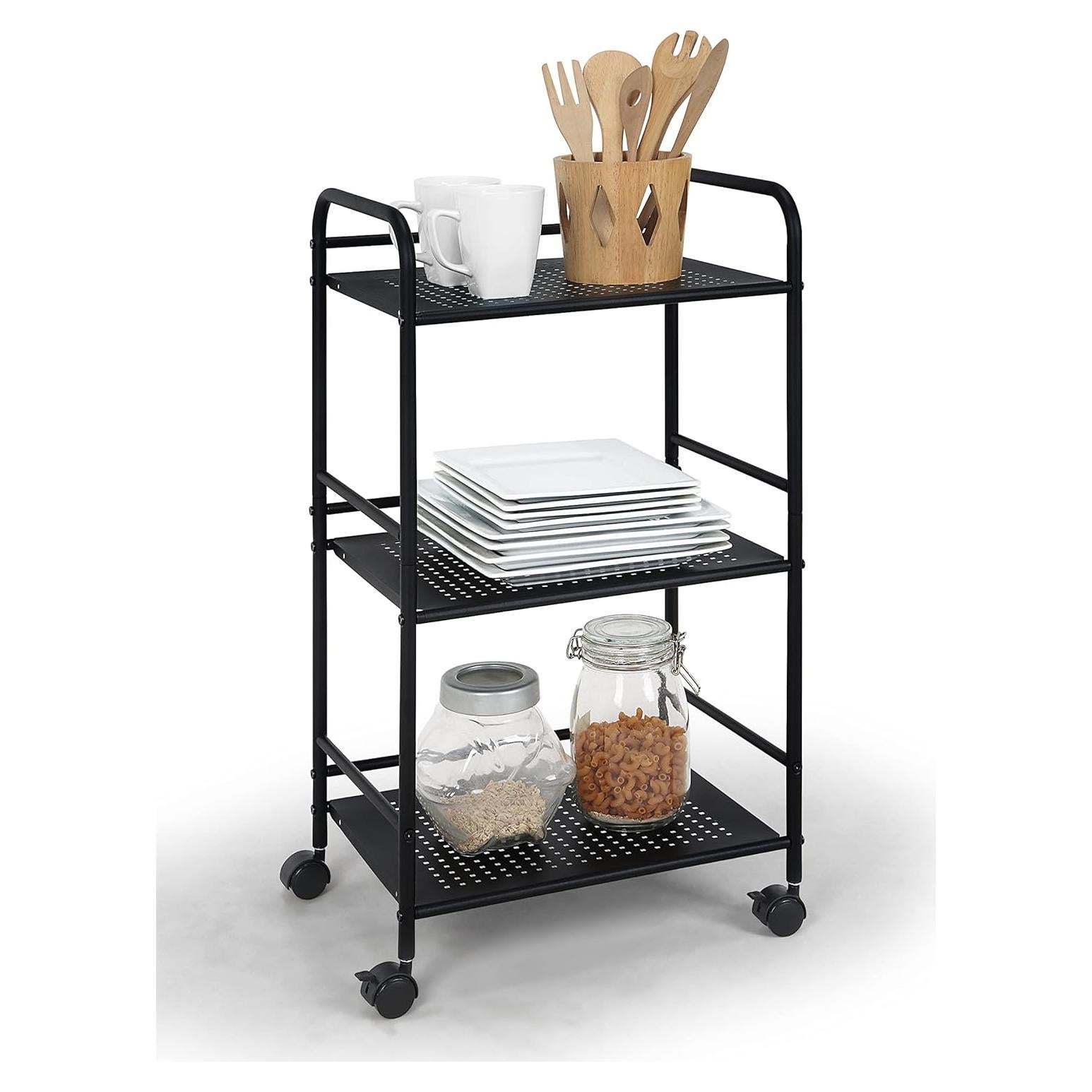 Carro de Almacenamiento Rodante SunnyPoint 3 Niveles Negro