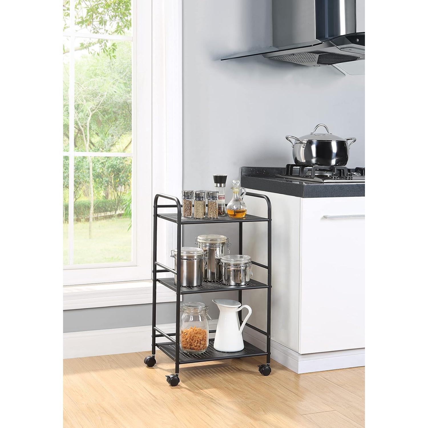 Carro de Almacenamiento Rodante SunnyPoint 3 Niveles Negro