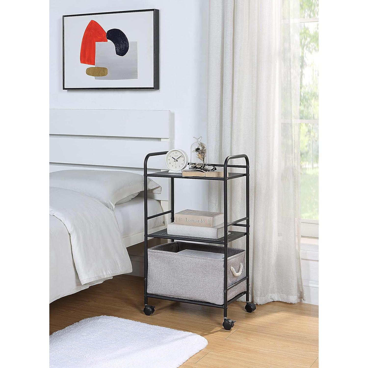 Carro de Almacenamiento Rodante SunnyPoint 3 Niveles Negro