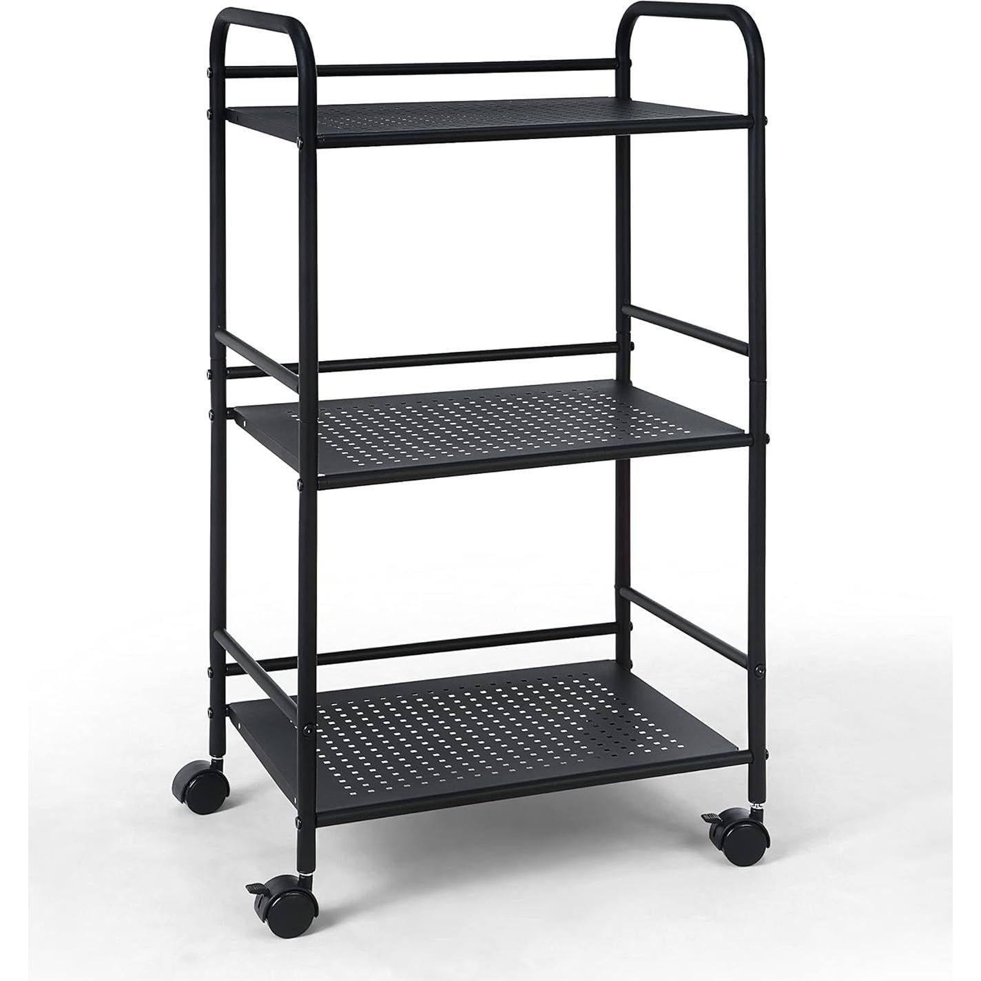 Carro de Almacenamiento Rodante SunnyPoint 3 Niveles Negro