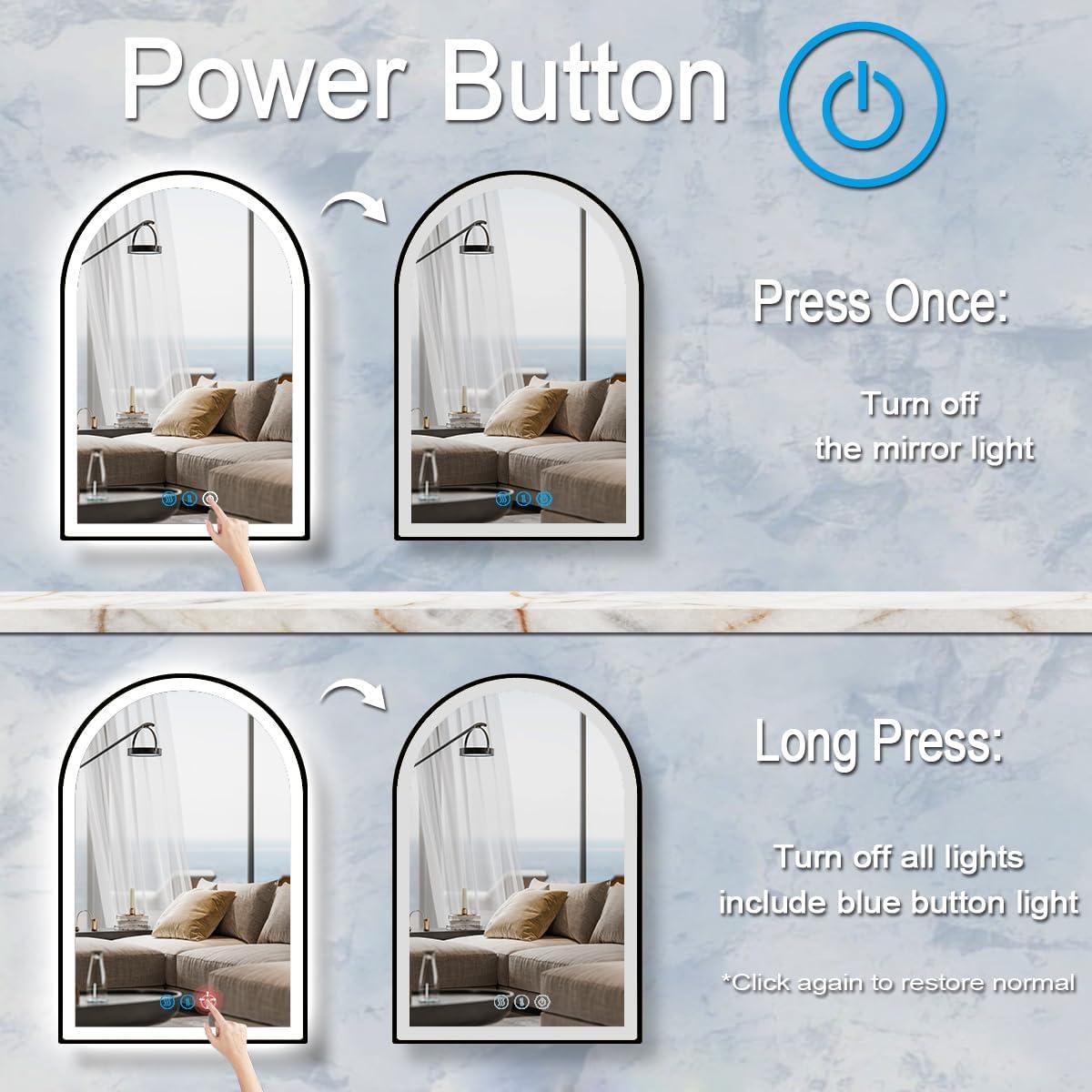 Espejo LED Arco Negro DIDIDADA 61x41 cm Regulable 3 Colores