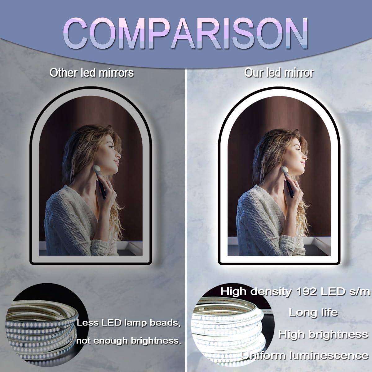 Espejo LED Arco Negro DIDIDADA 61x41 cm Regulable 3 Colores