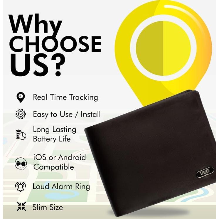 Cartera de Hombre tag8 DOLPHIN Bifolding Slim Cuero Marrón con Rastreador GPS y Bloqueo RFID