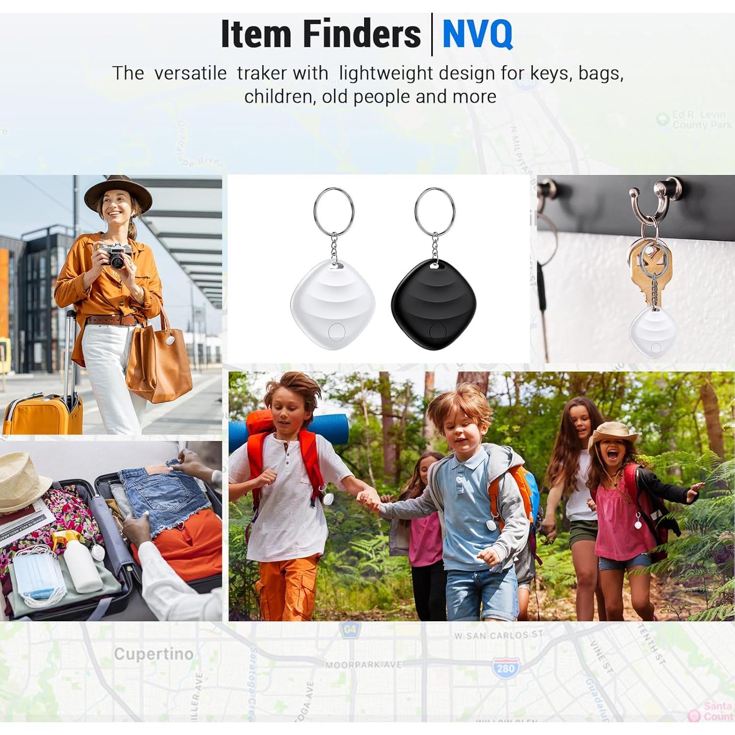 Localizador de Llaves NVQ Bluetooth para iOS, Negro, 121.92m