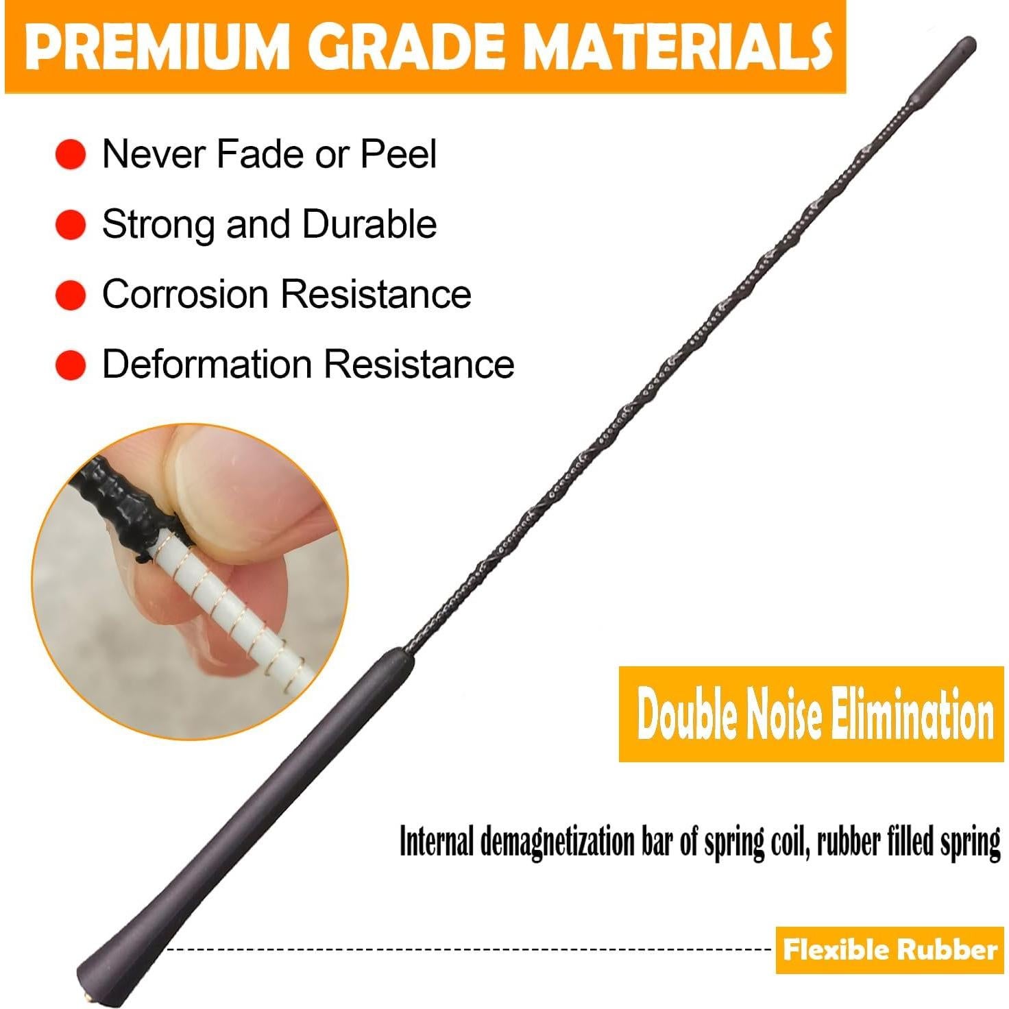 16 Inch Flexible Rubber Antenna Replacement for Volkswagen Tiguan (2009-2011), New Beetle (1999-2010), Jetta (2000-2010), Black