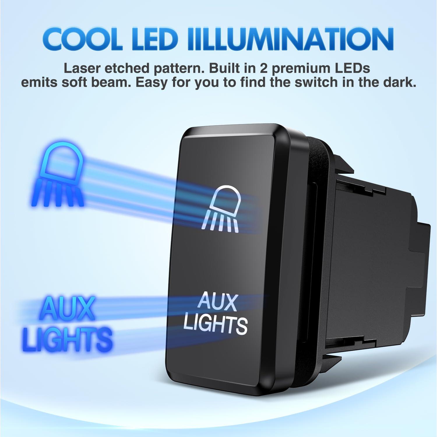 Interruptor de Botón AUX Nilight 12V con Kit de Cable 3.91x2.11cm