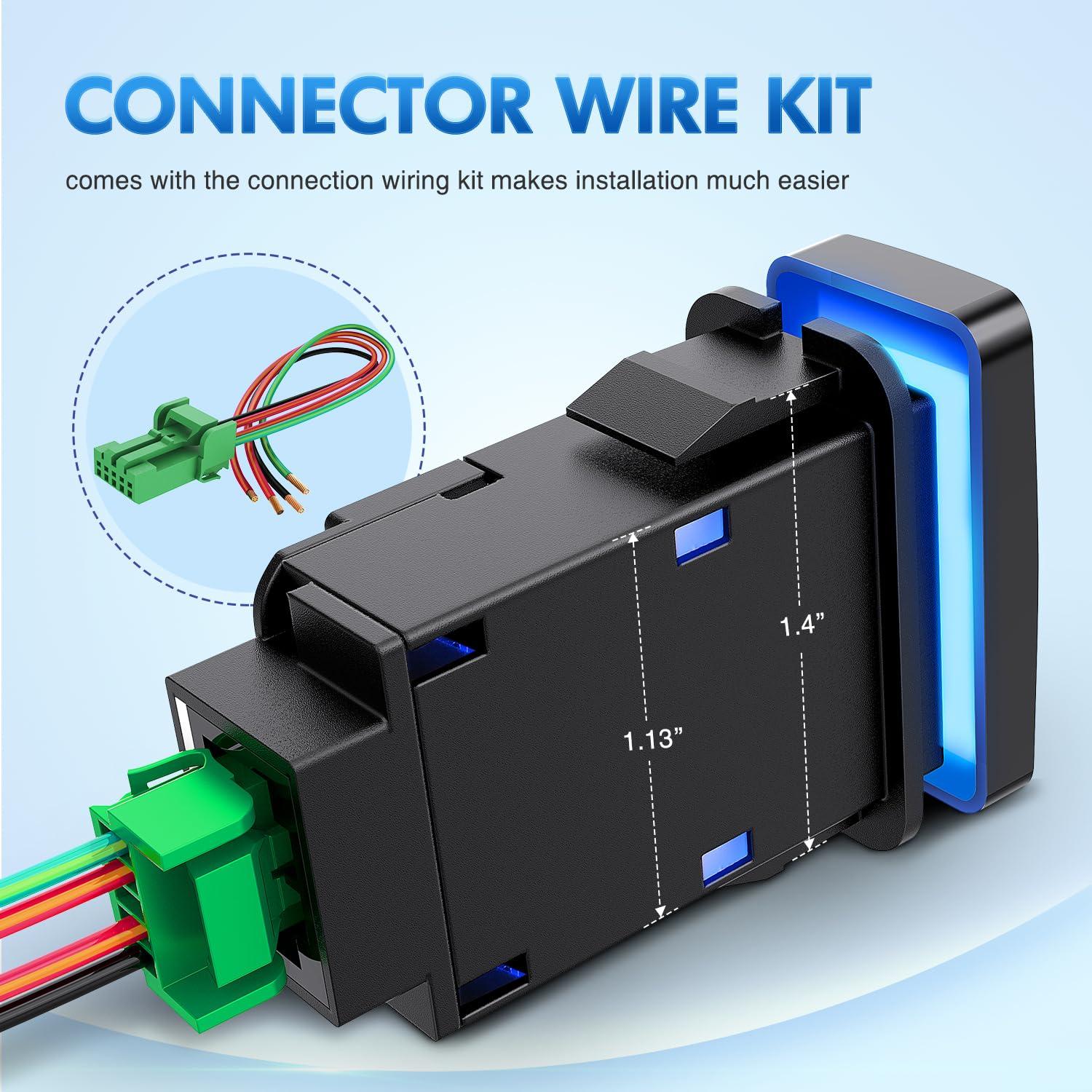 Interruptor de Botón AUX Nilight 12V con Kit de Cable 3.91x2.11cm