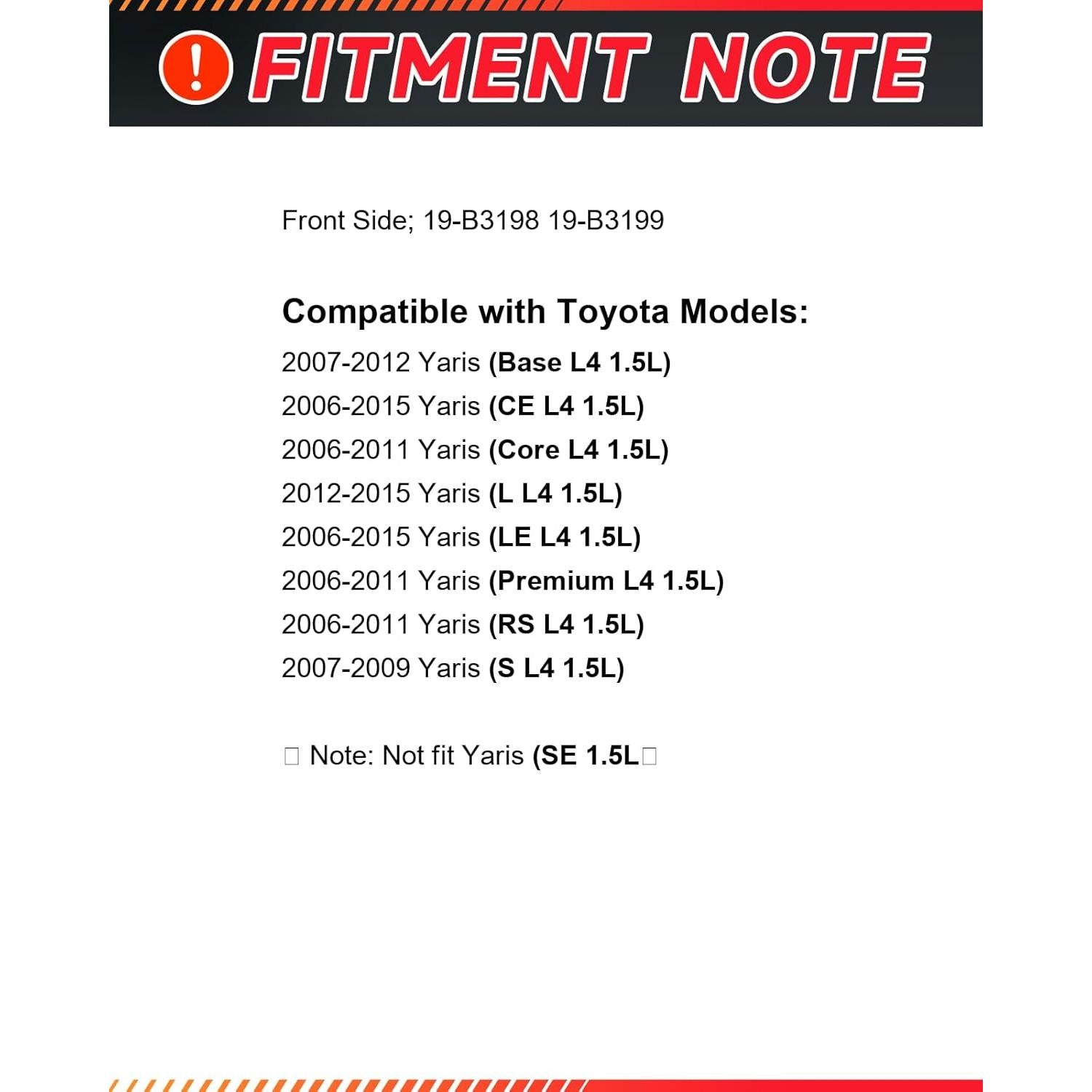 Calipers de Freno Delantero GAIASURGE para Toyota Yaris 2007-2018