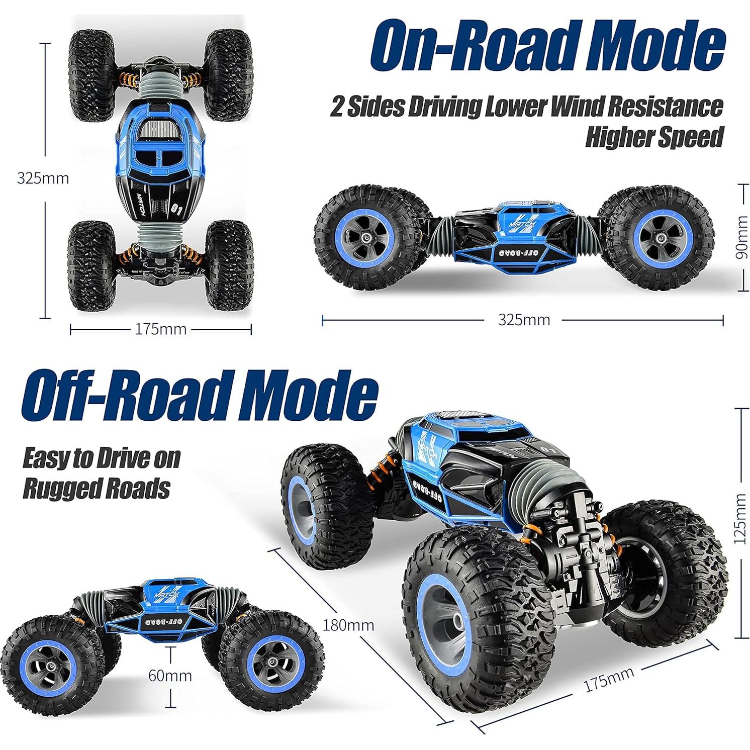 Coche RC BEZGAR TD141 4WD Transformable 1:14 Azul