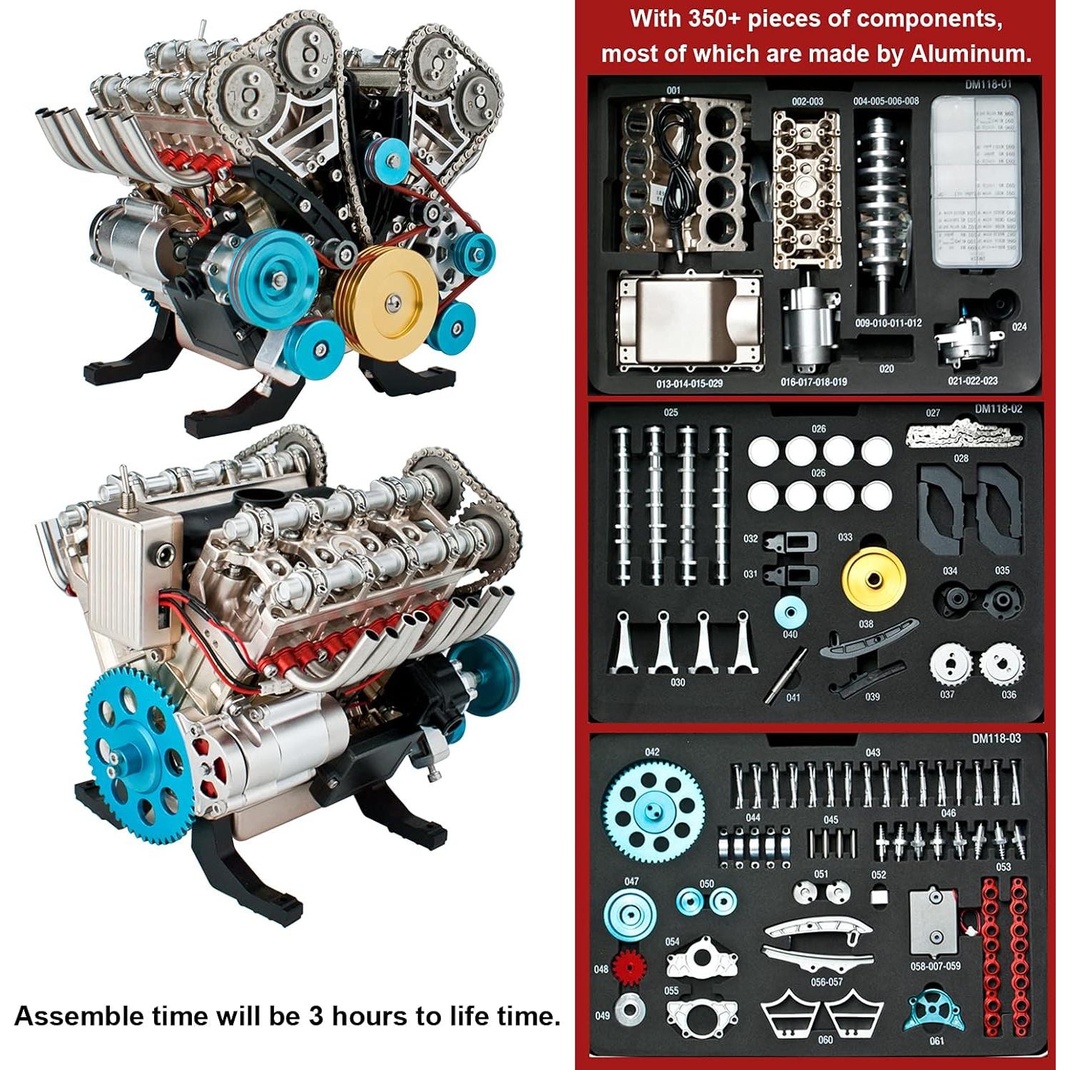 Kit de ensamblaje motor V8 DjuiinoStar 350 piezas 2.27 kg