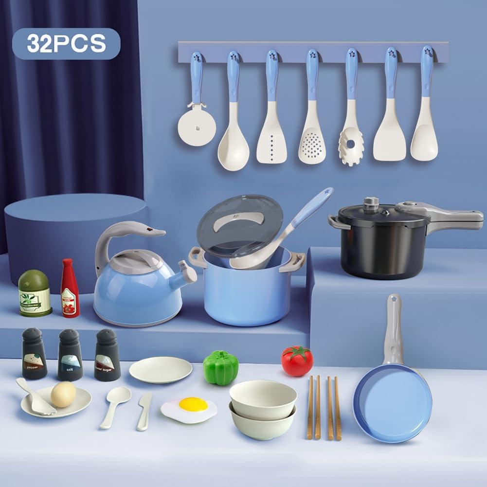 Set de Juguetes de Cocina Bruvoalon 32 Piezas para Niños