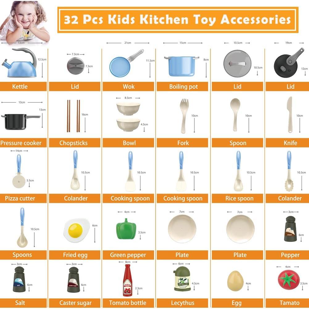 Set de Juguetes de Cocina Bruvoalon 32 Piezas para Niños