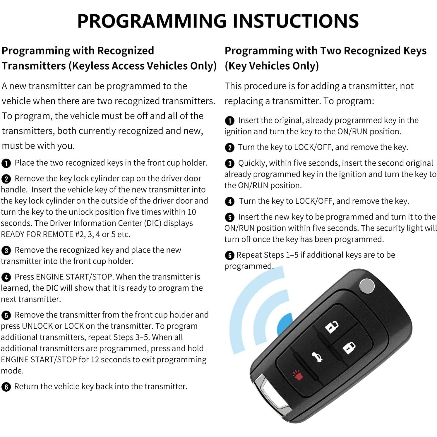 Llave remota Chevrolet Cruze 2011-2016 y Equinox 2010-2019