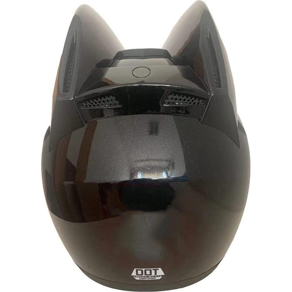 Casco de Motocicleta Kuaifly Orejas de Gato M/L/XL Negro Brillante