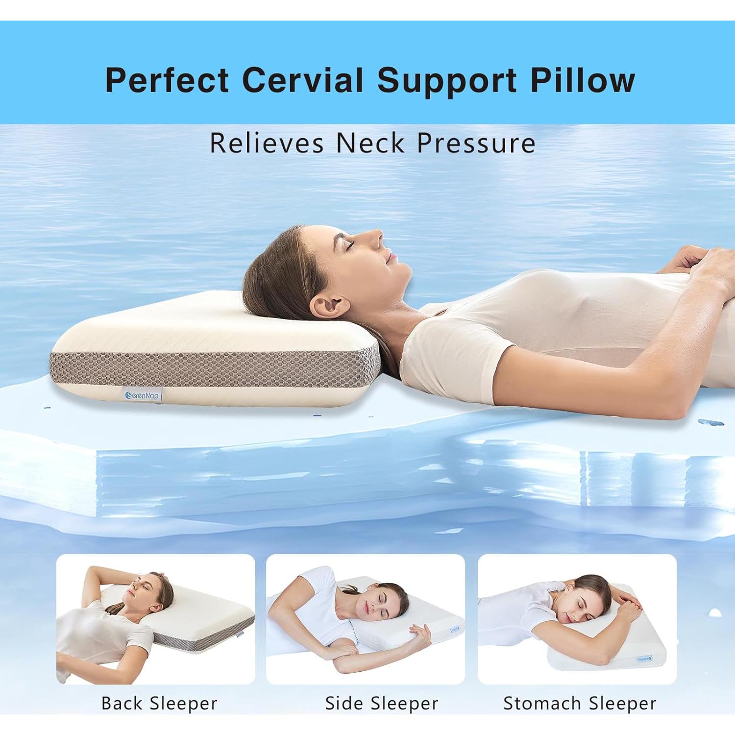 Almohada Cervical Ergonomica SerenNap 70x42 cm Doble Cara